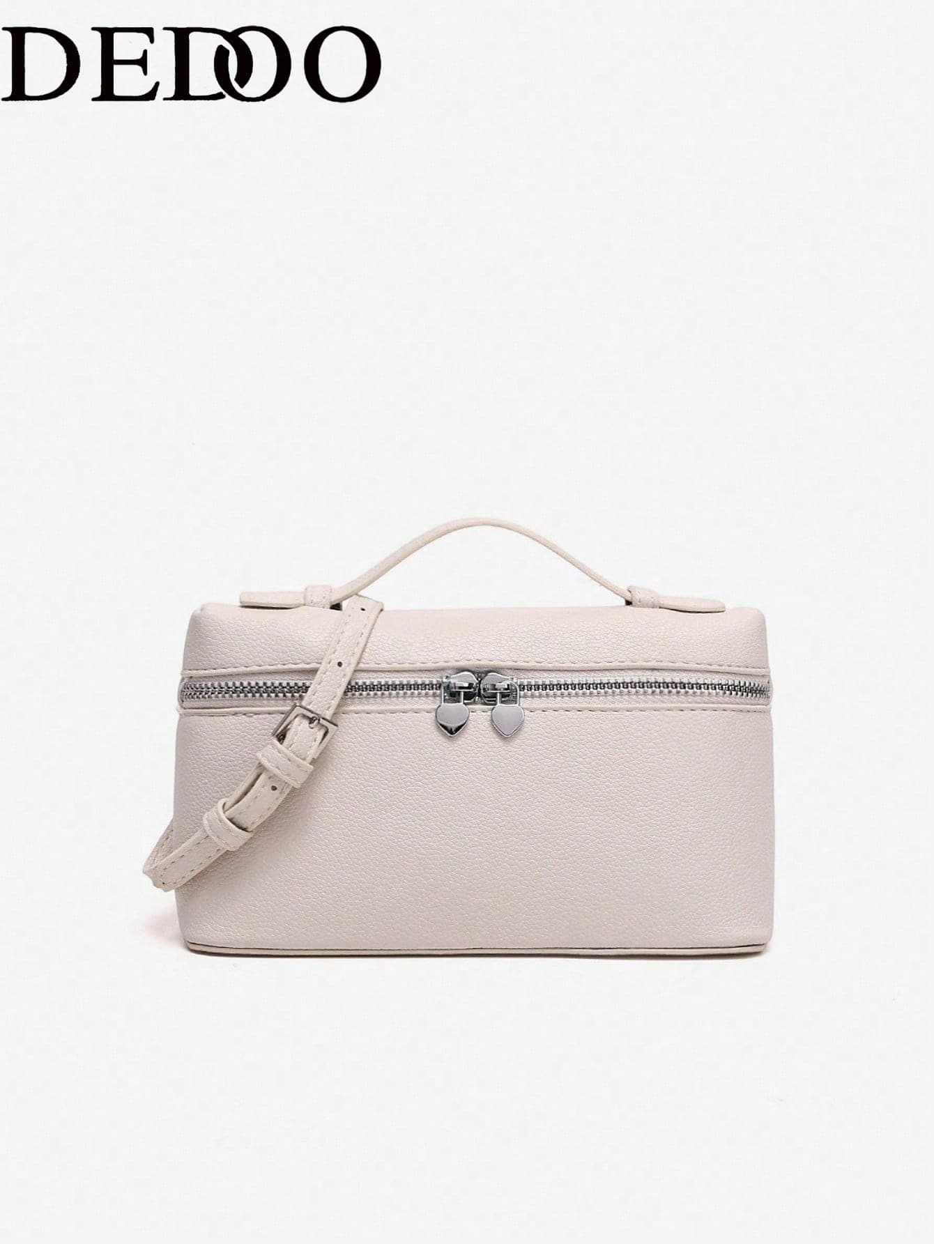 Dedoo 1pc Solid Color Litchi Grain PU Square Crossbody Bag, Women's Small Wallet, Suitable For Daily Fashion Matching, Fashionable Cream White Women Handbag