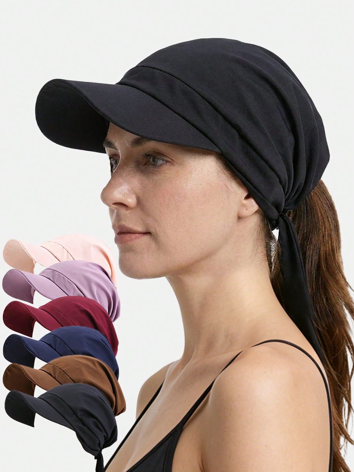 1pc Women's Braided Duckbill Tie-Up Sun Hat With Brim And Headscarf, Outdoor Travel Beach Hat, Vacationcore