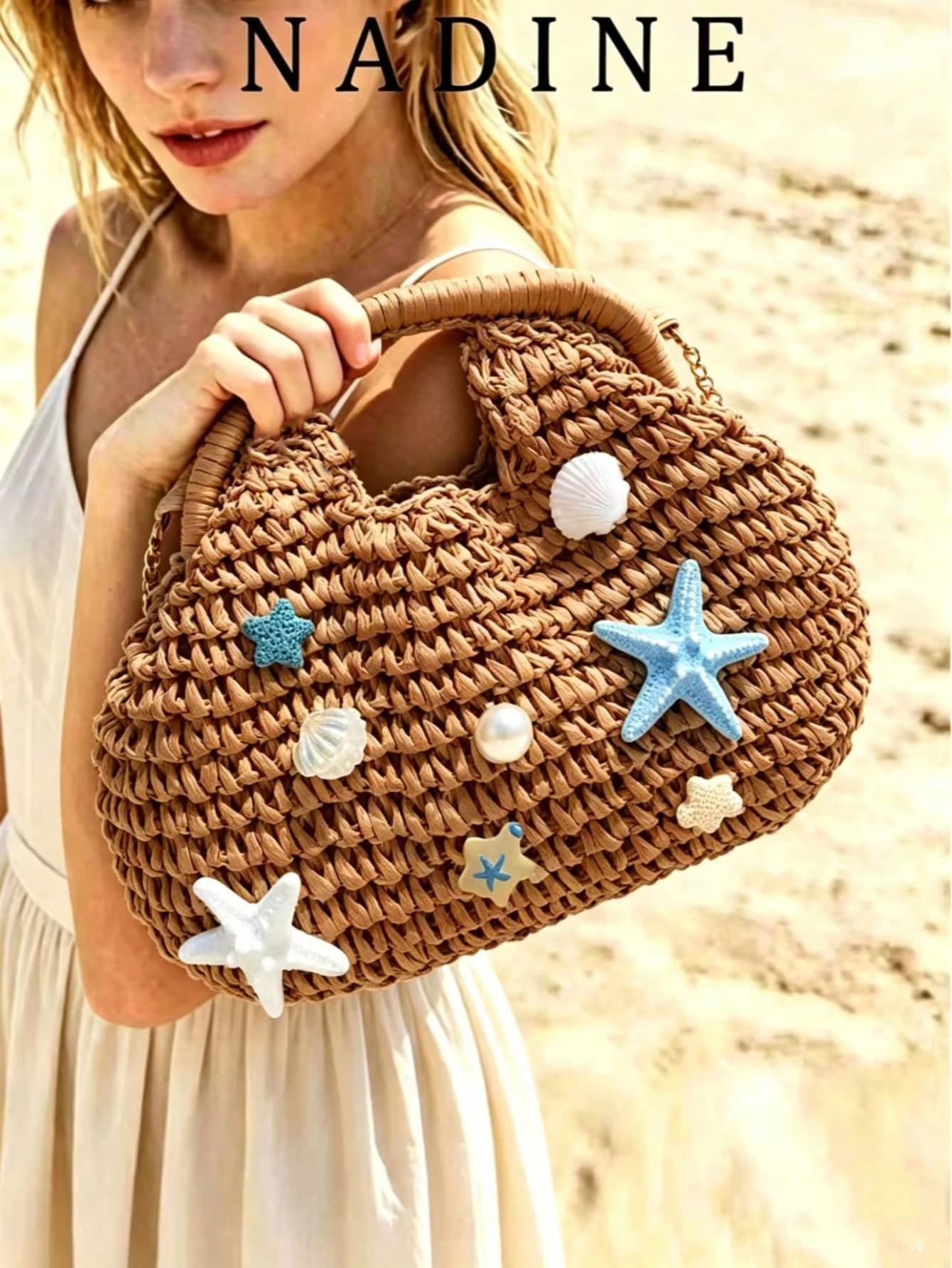 2026 New Natural Fiber Clutch, Handmade Woven Raffia Straw Summer Beach Bag, Straw Bag
