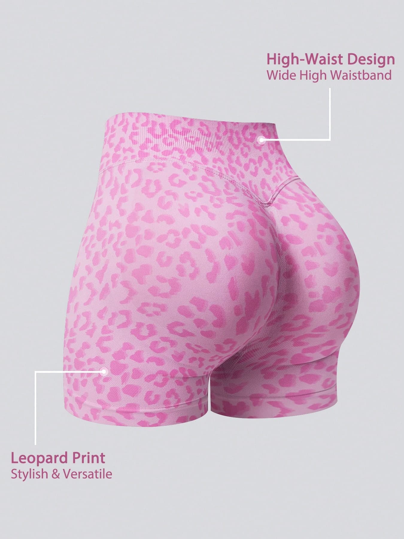 NcmRyu 1pc Women Leopard Print High Waist Tummy Control Stretchy Soft Comfy Sports Shorts, Athleisure