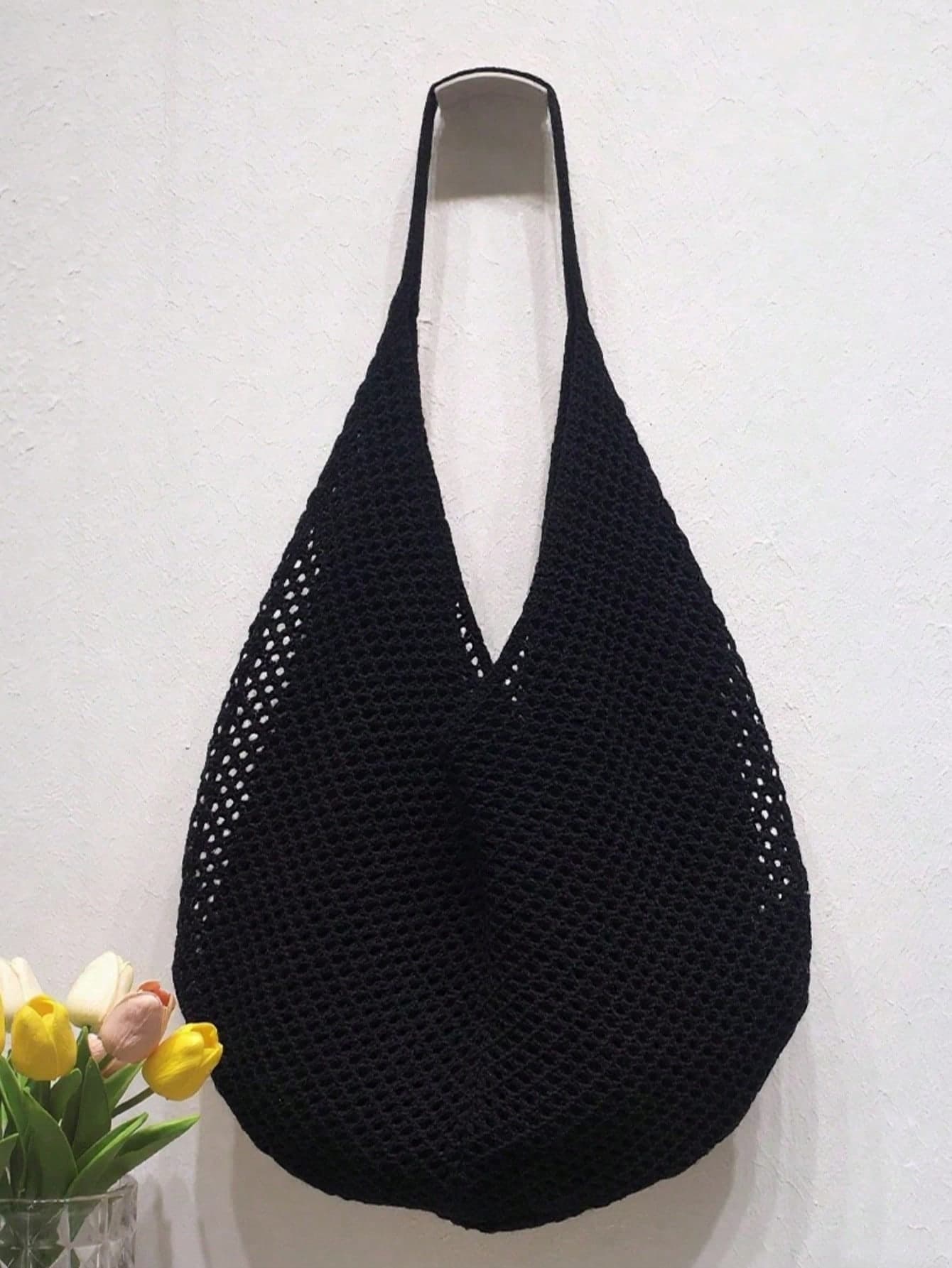 Large Capacity Stylish Crochet Shoulder Tote Bag - Lightweight, Versatile Knitted Handbag, Beige, Pink, Brown, Black, Perfect For Travel, Beach, Vacation And Daily Use, Large Tote Bag, Boho Chic