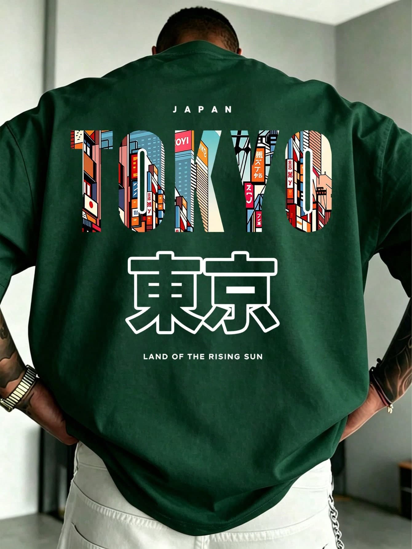 [Men's Plus Size] 1pc Zrgoth Fashion Versatile "TOKYO" English Slogan Tokyo Element Print Short Sleeve T-Shirt, Thin Fabric, Plus Size Fit, Size Recommendation Details In Main Image, Please Check Size Carefully Before Ordering To Avoid Fit Issues!!!