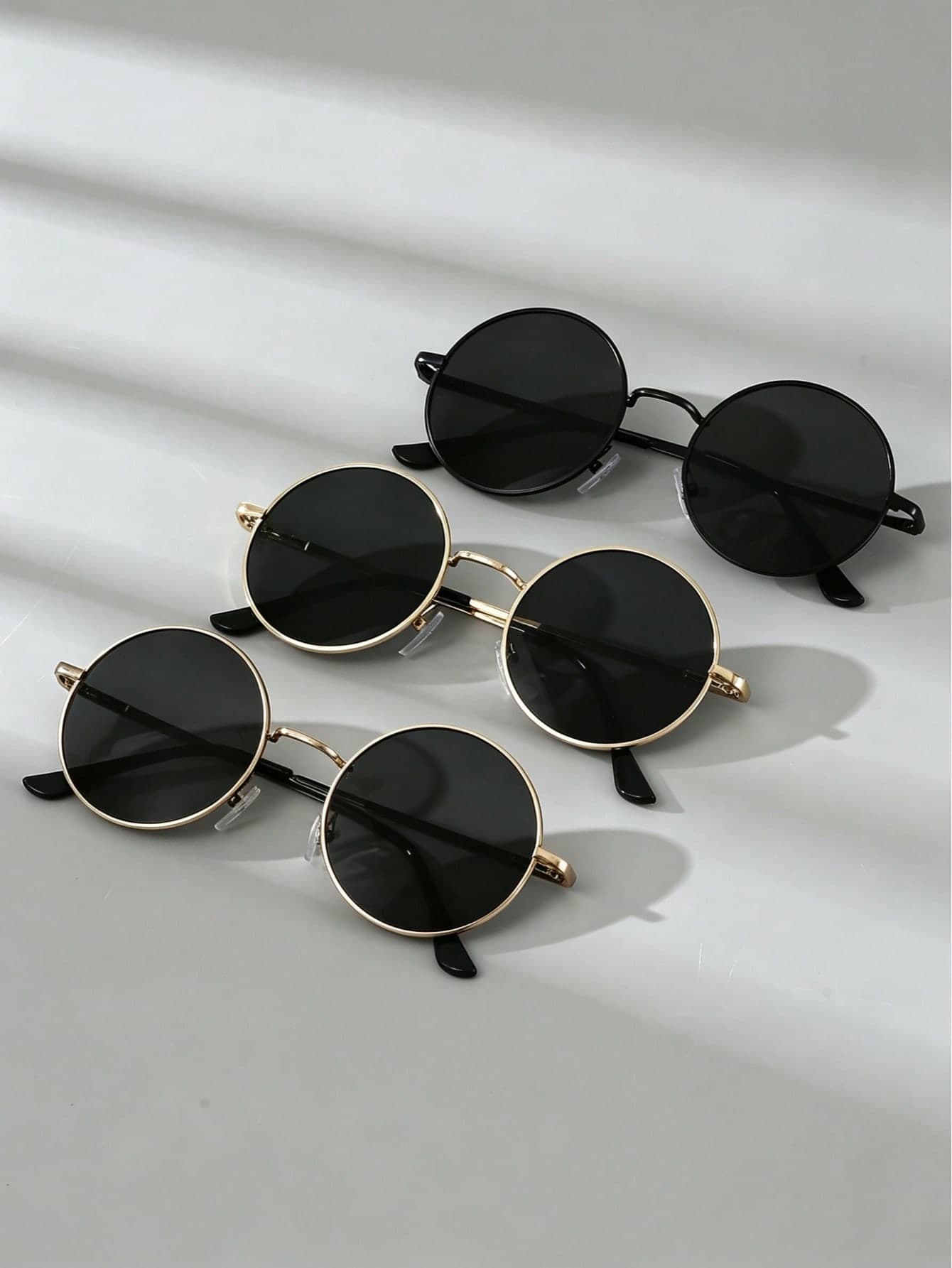 1pc/2pcs/3pcs Metal Round Frame Fashion Glasses Vintage Punk Street Fashion Glasses