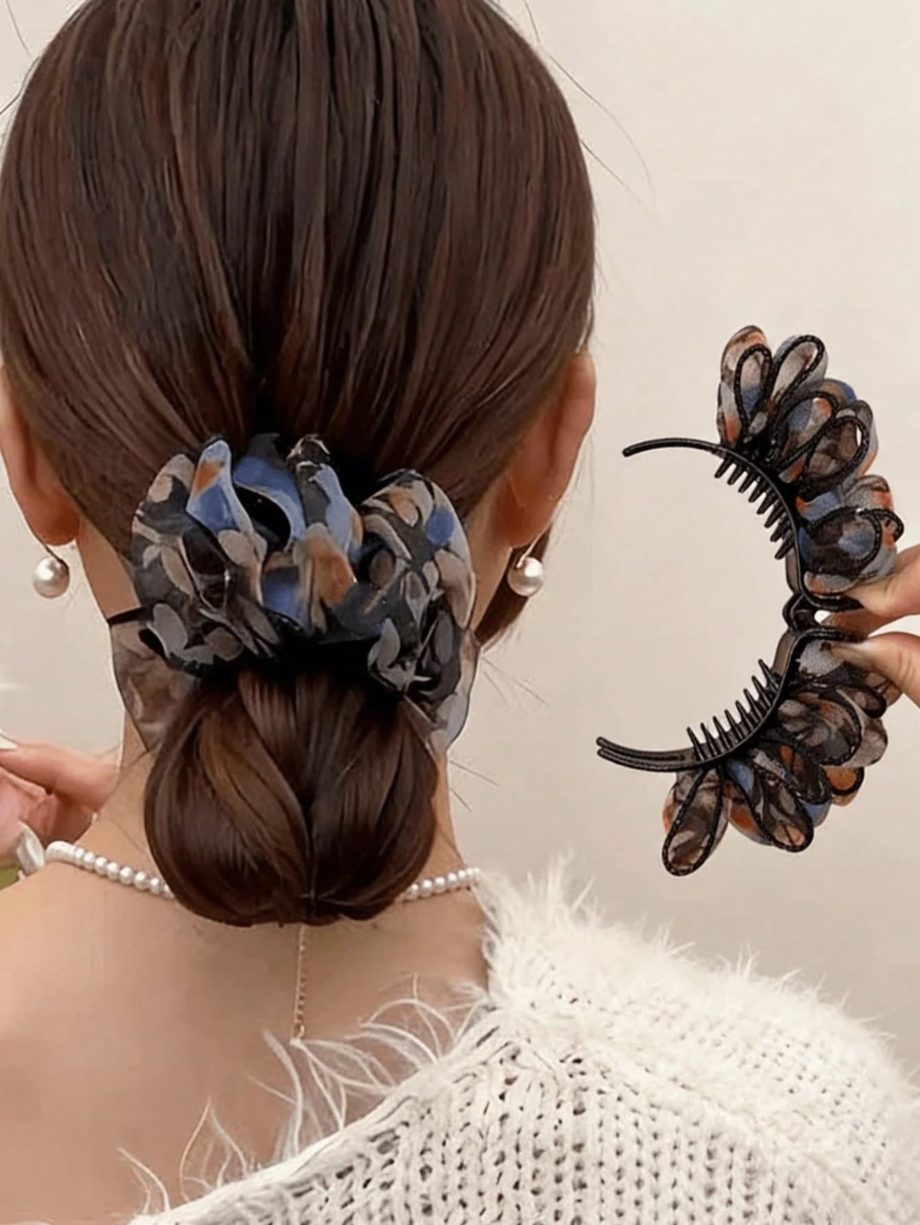 1pc Colorful Canvas Elegant Hair Clip, Elegant And Generous Hair Accessory, Summer Beach Hair Clip, Holiday Hair Clip, Aesthetic