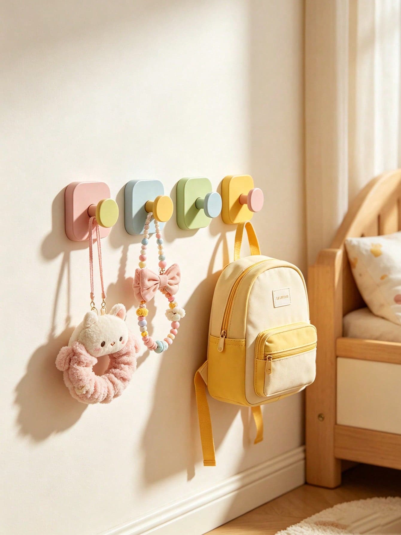 1 Set Dopamine Strong Adhesive Hooks - Suction Cup No-Drill Hooks, Door-Back Coat Rack, Bathroom Wall Storage, Suitable For Children's Room, Baby Supplies, Girls' Supplies, Newborn Essentials, Girls' Room Decor