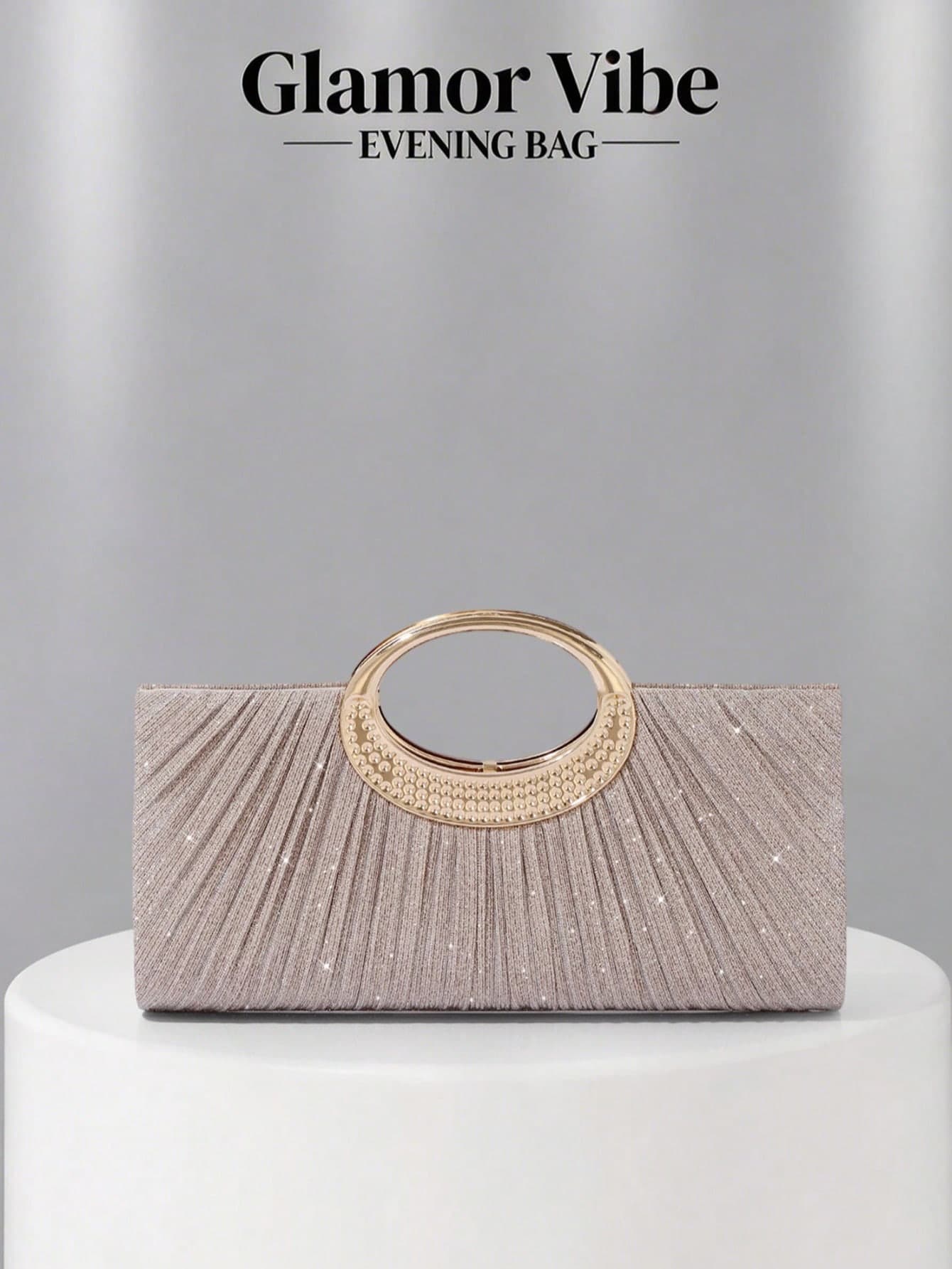 Shiny Women's Evening Clutch Bag, Glittering Fabric With Metal Decor, Metal Chain Strap, Suitable For Wedding, Banquet, Party, Ball, Holiday Gift, Dress Matching, Valentine's Day Gift, Birthday Gift