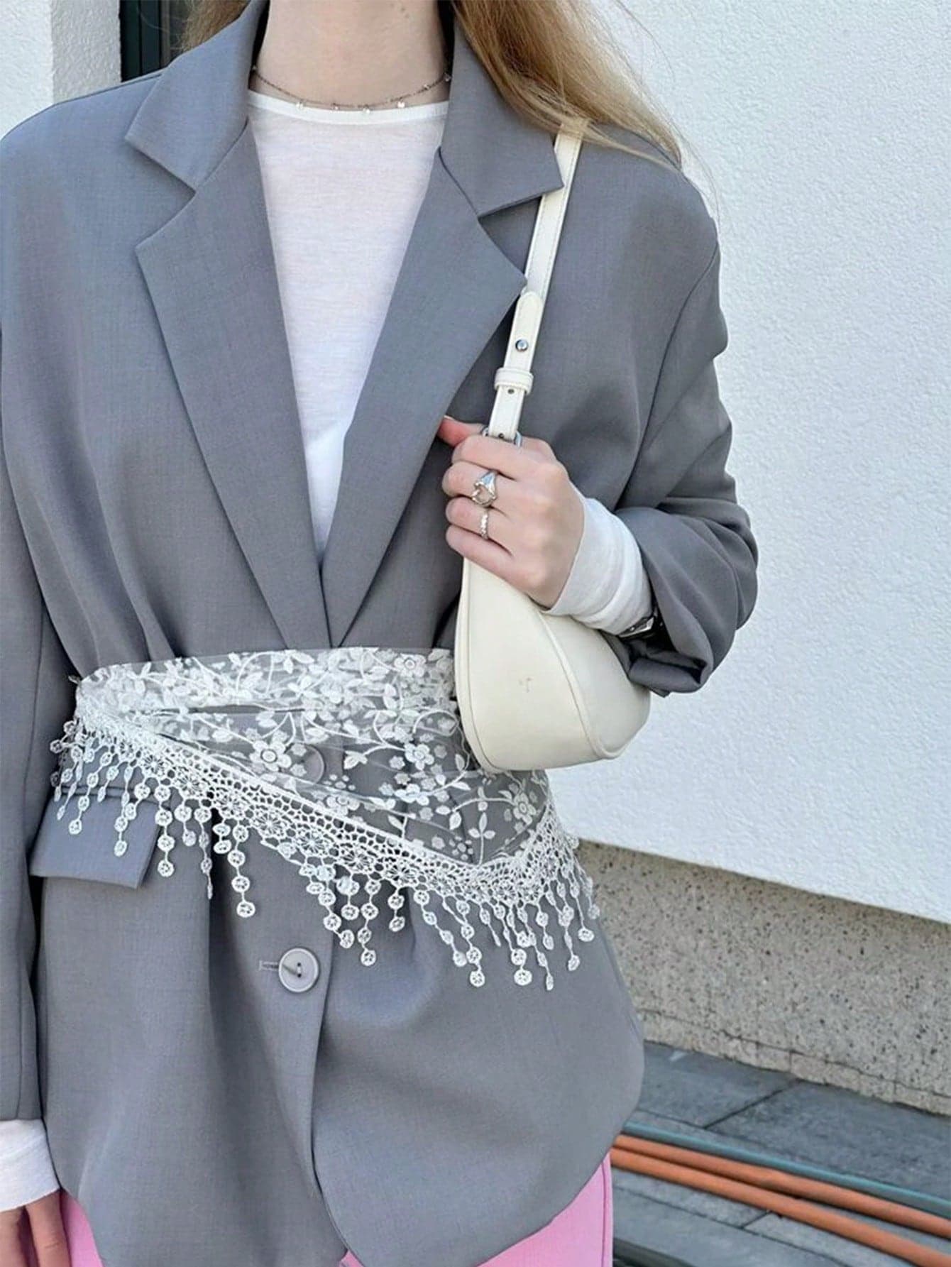 1pc Y2K Women's Lace Fringe Triangle Scarf Waist Accessory - Can Be Used As Elegant Shawl, Headscarf, Waist Accessory Or Bohemian Layering Accessory, Suitable For Various Styles