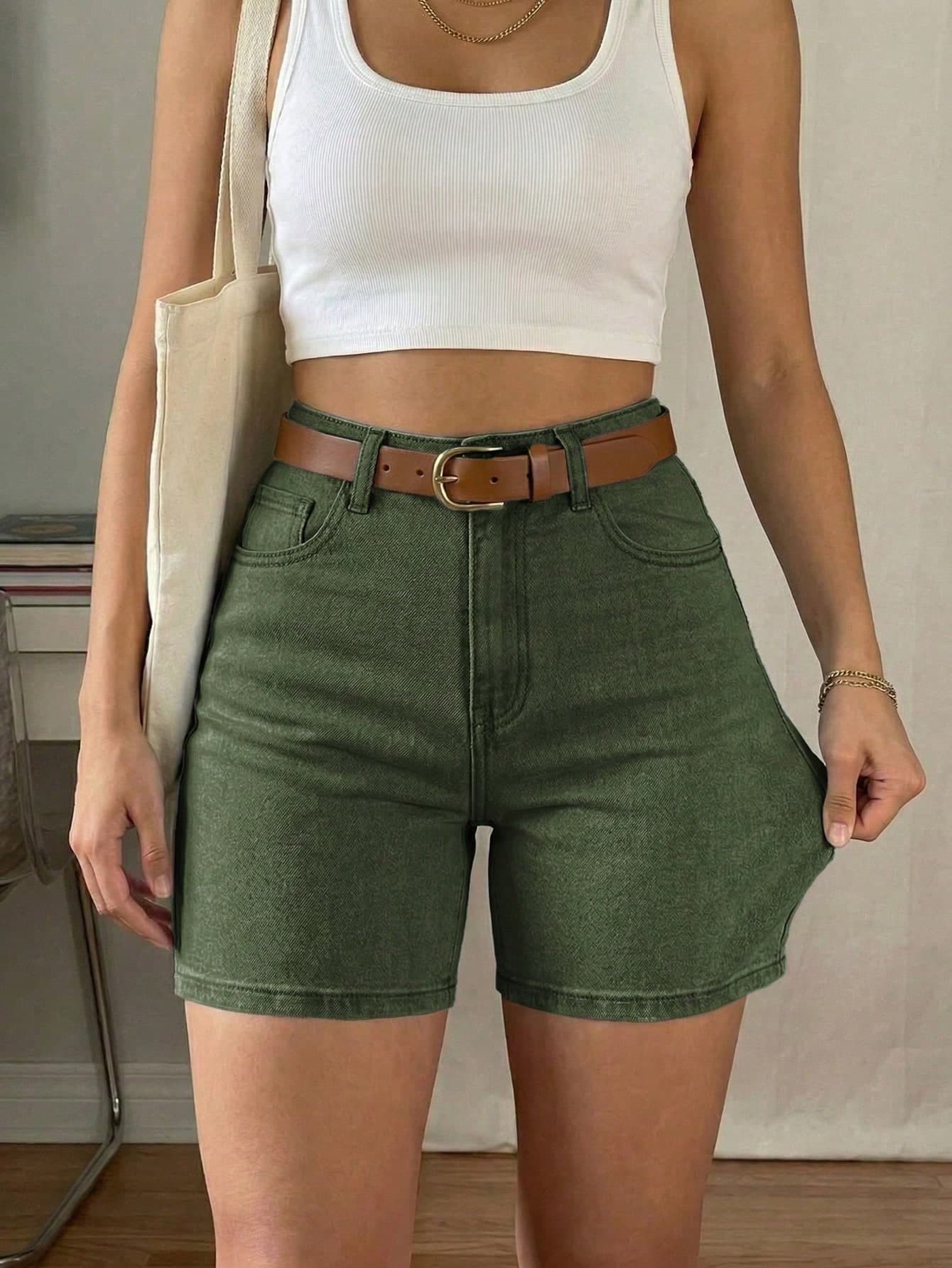 Women's Denim Shorts, Summer Hot Pants, Stretch Washed Front And Back Pockets Street Style Versatile Beach Pants Casual