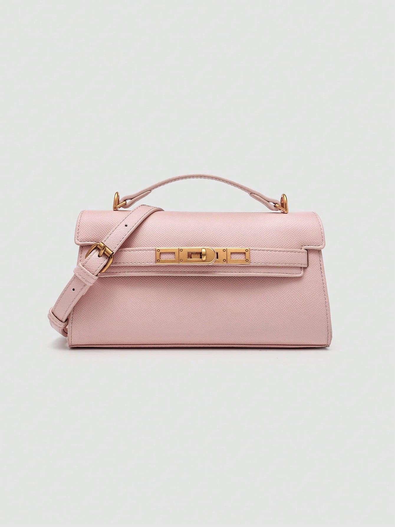 1pc Solid Color Multifunctional Women's Handbag, Fashionable Minimalist Shoulder Crossbody Bag, New Vintage Metal Buckle With Short Handle Handbag, Luxury Inspired Top Handle Bag With Gold Hardware, Suitable For Women's Daily Shopping And Commuting