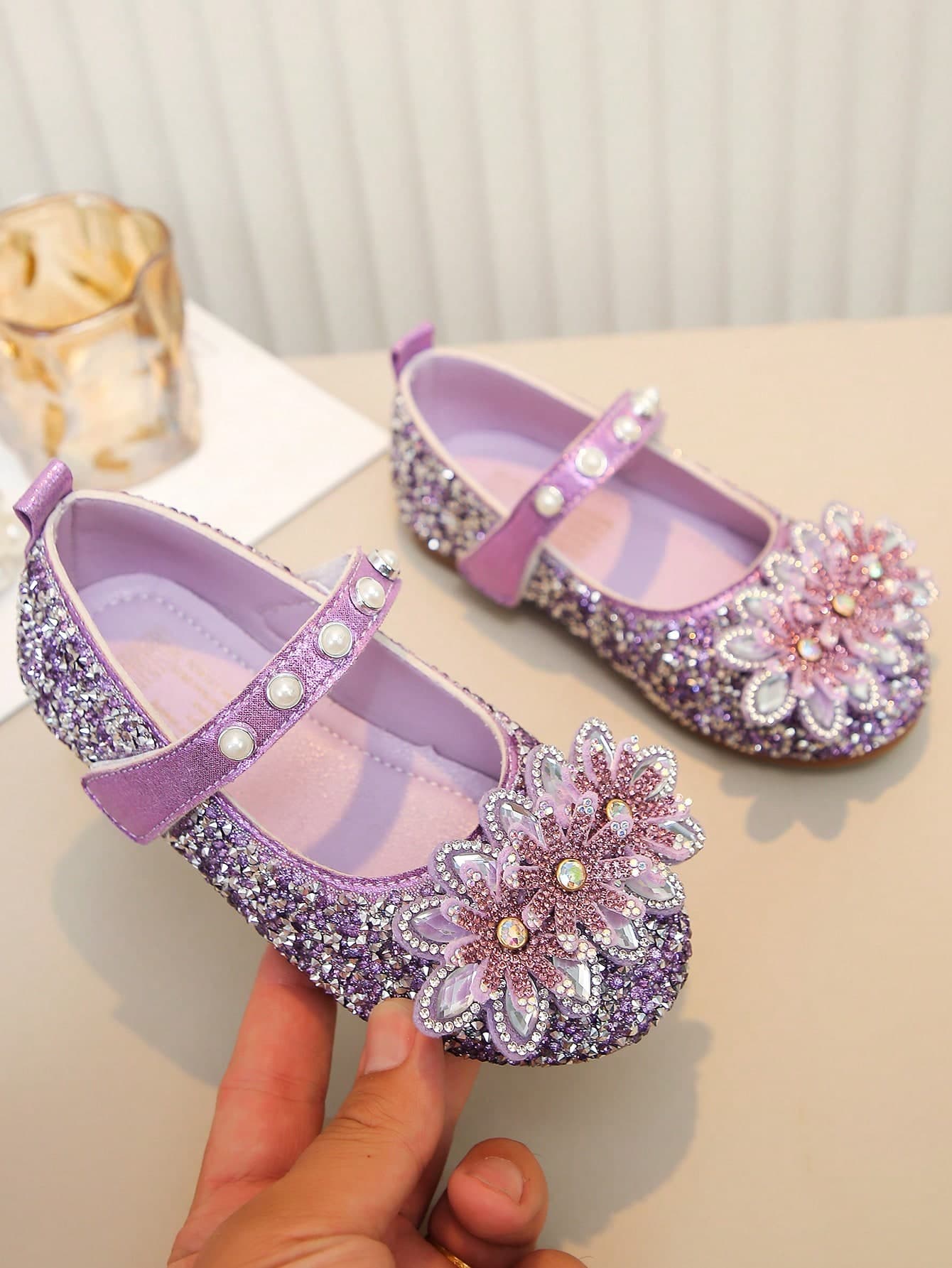 Summer Children Girls Princess Shoes With Pearl Accessories, Full Rhinestone Design, Beautiful And Fashionable, Suitable For Summer Outings And Banquet Outfits