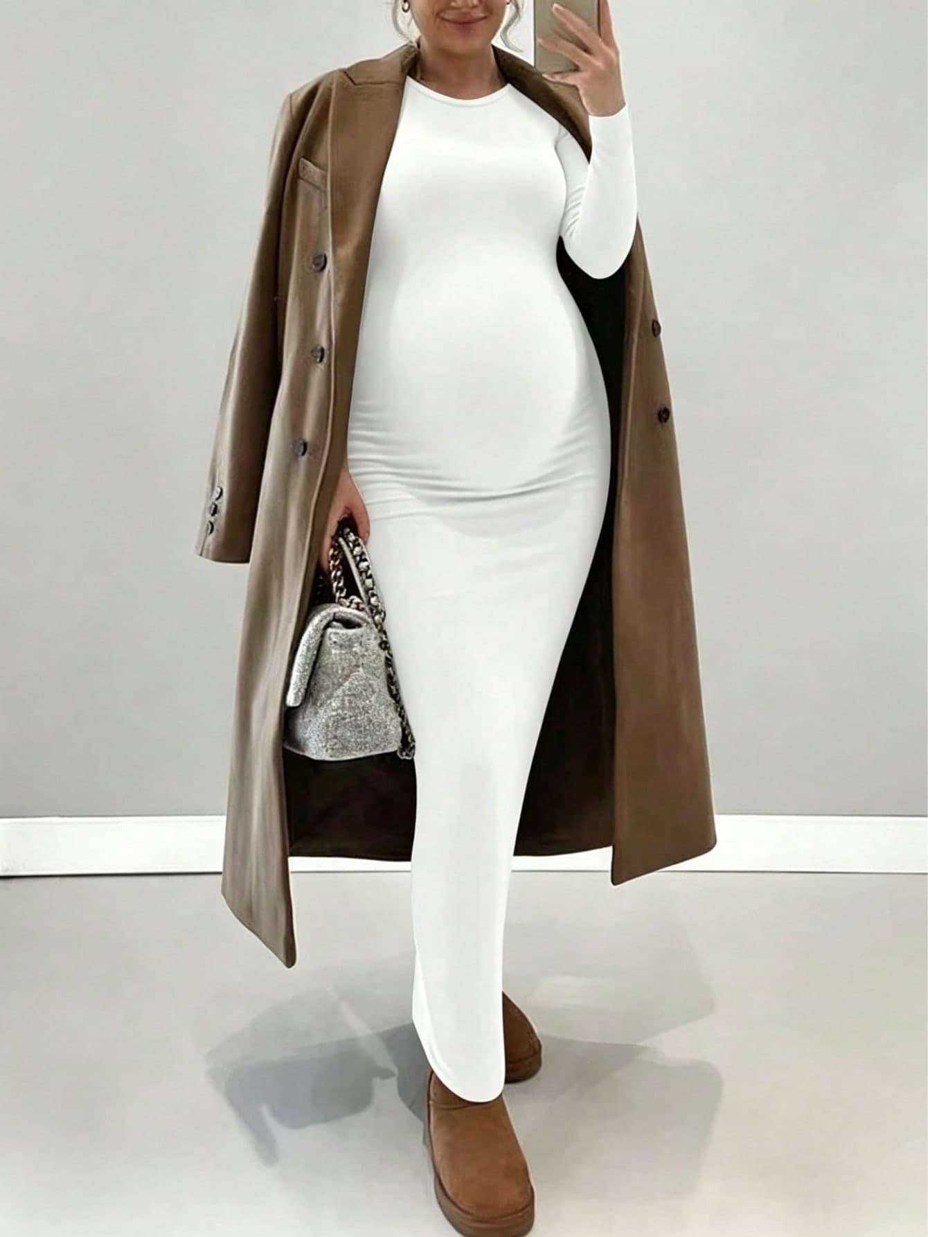 High-Quality Elegant Casual Maternity Dress, Summer Casual Maternity Dress White