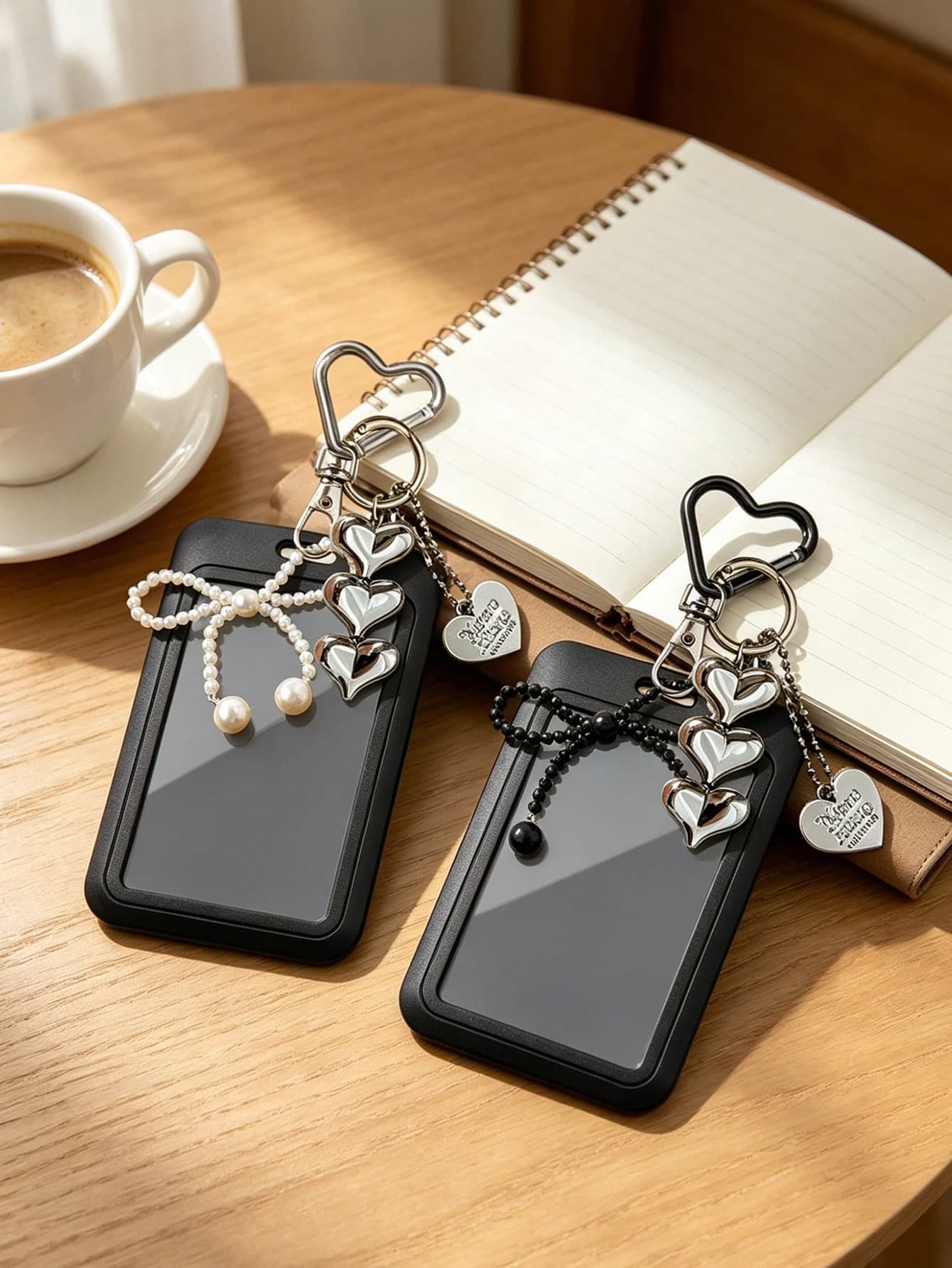 Retractable Heart-Shaped Card Holder With Heart Pendant, Elegant Faux Pearl Bow Decoration, Bag Accessory, Card Holder Keychain, Durable And Fashionable Women's Accessory, Cute And Practical Plastic Design Keychain, Campus Essential, Fashionable Keychain, Metal Heart Pendant, Suitable For ID Cards, Credit Cards, Transit Passes And Keys, Perfect Birthday Gift, Teacher's Day Gift, Back To School Gift
