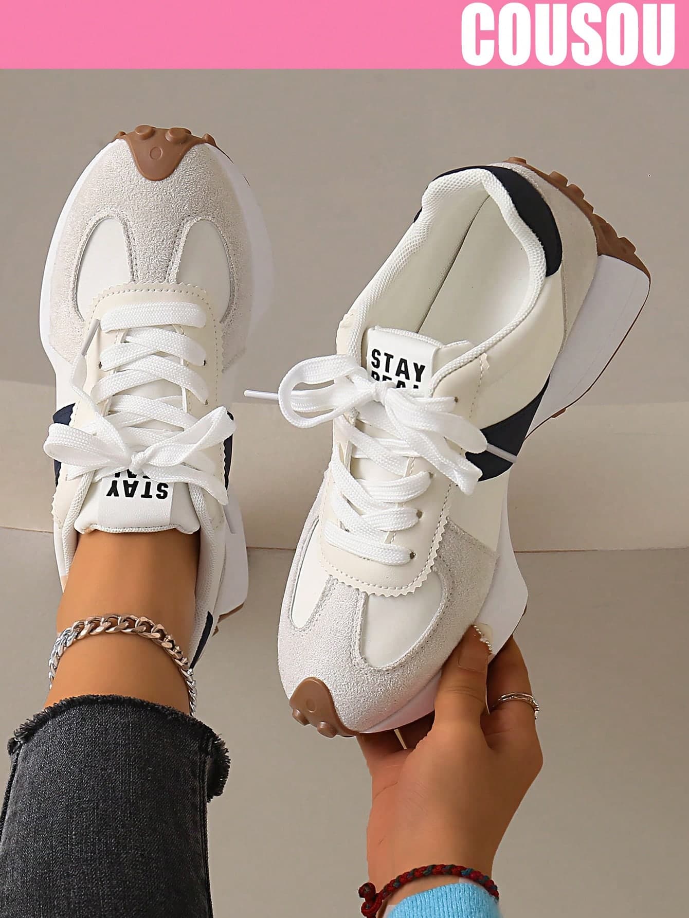 2026 New Women's Thick Sole Trainers, Lace-Up Casual Sneakers, Breathable Platform Shoes For All Seasons