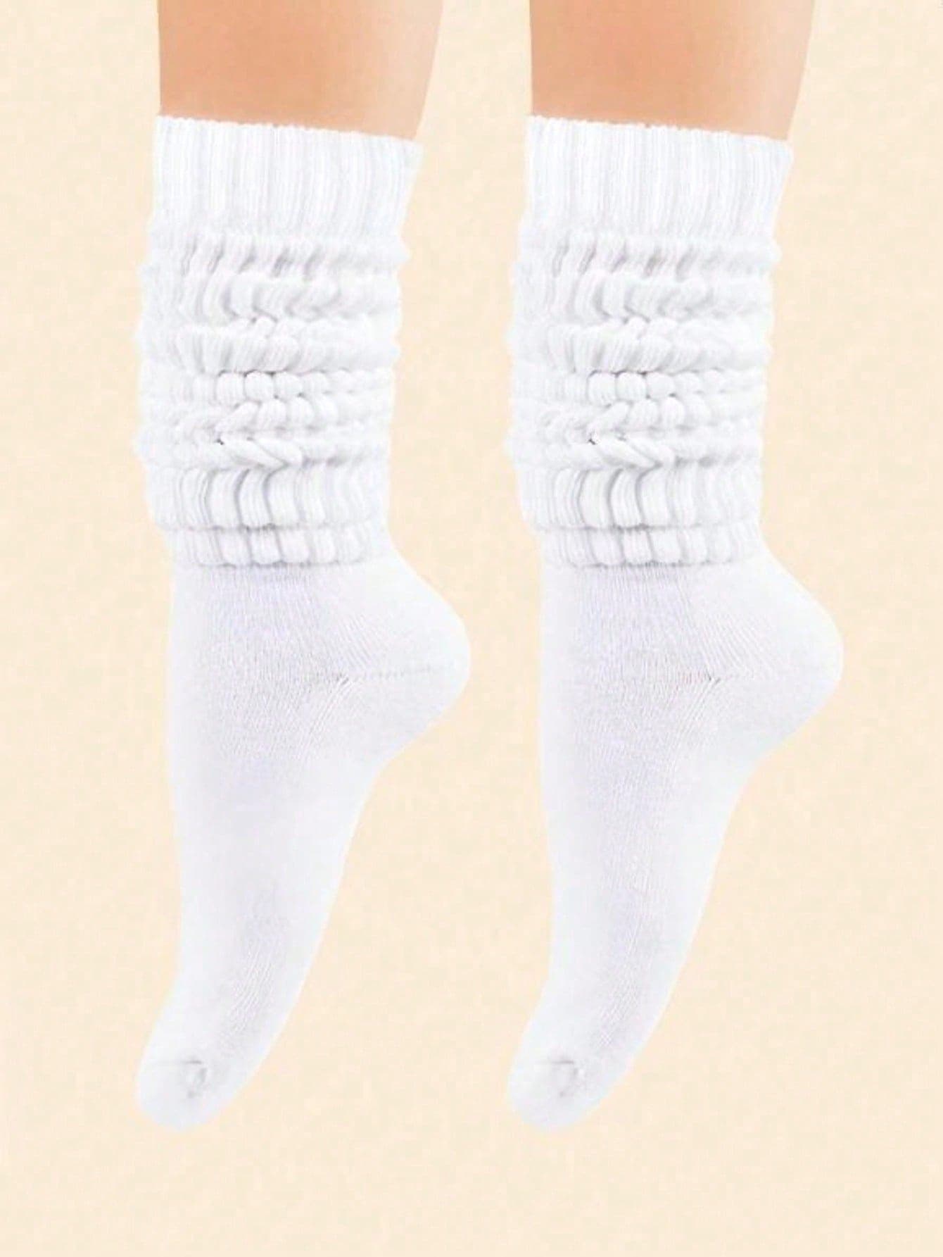 6 Pairs Women's Spring/Autumn Casual Knit Socks, Casual Socks, Women's Elastic Socks, Women's Elastic Socks, Women's Mid-Calf Socks