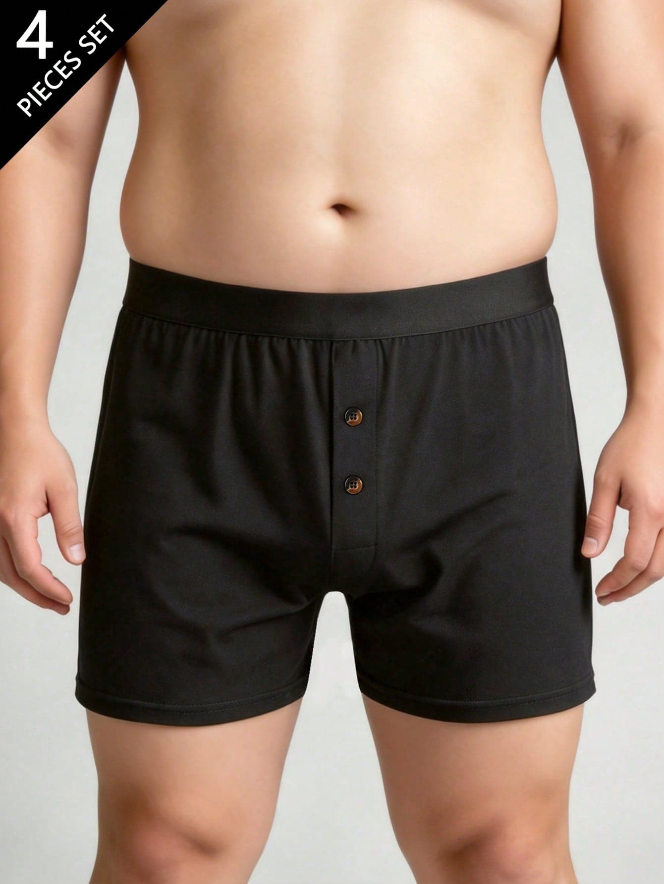 Norcotton Men's 100% Cotton Button Placket Lounge Pants 4 Pack Loose Mid-Waist Home Shorts Plus Size Casual Sleep Pants