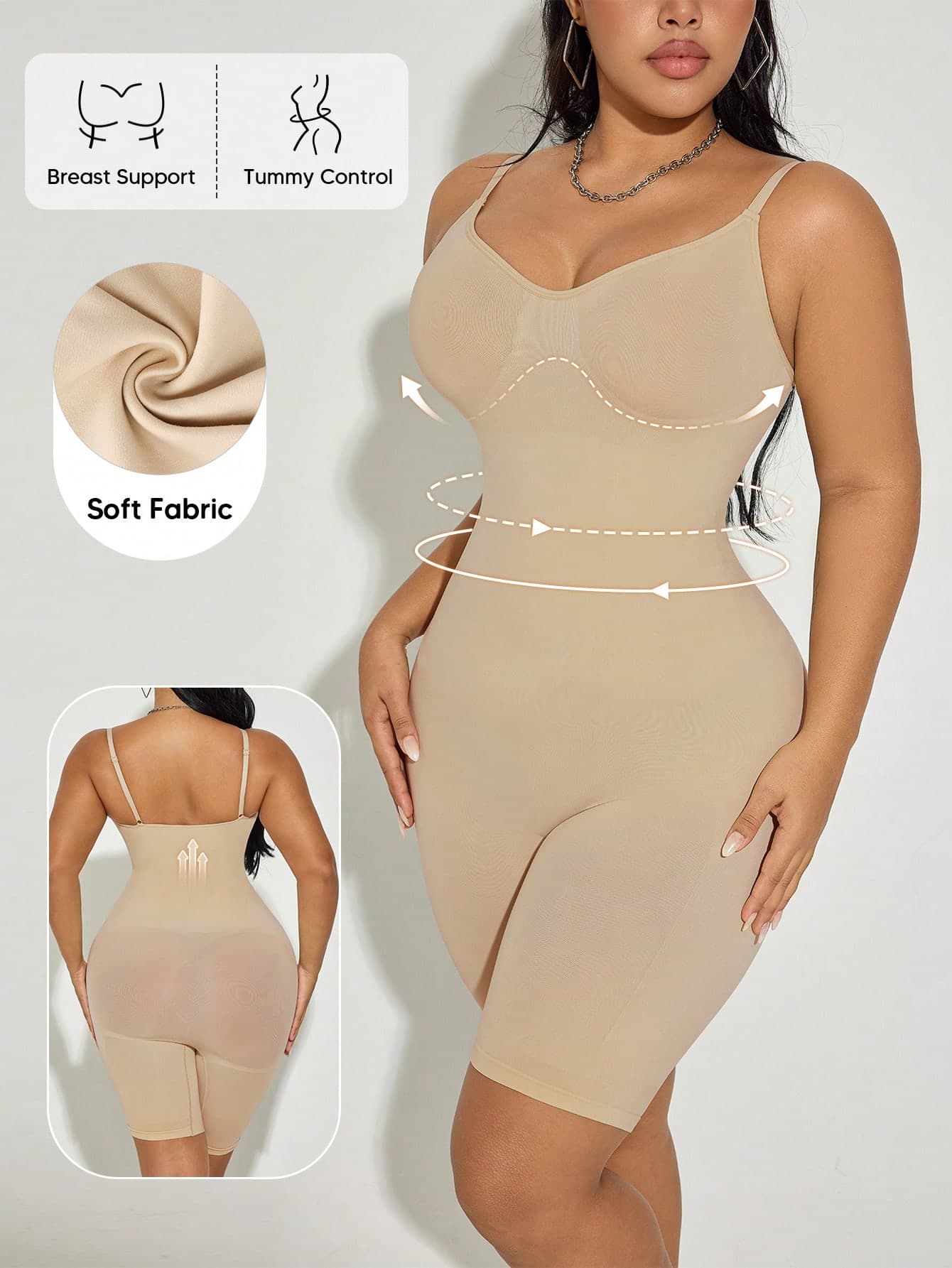 Suprenx 1pc Women's Camisole Shapewear, Lift Bust, Slim Waist, Lift Buttocks, Jumpsuit, Summer Fitness Wear, Confidence Boost