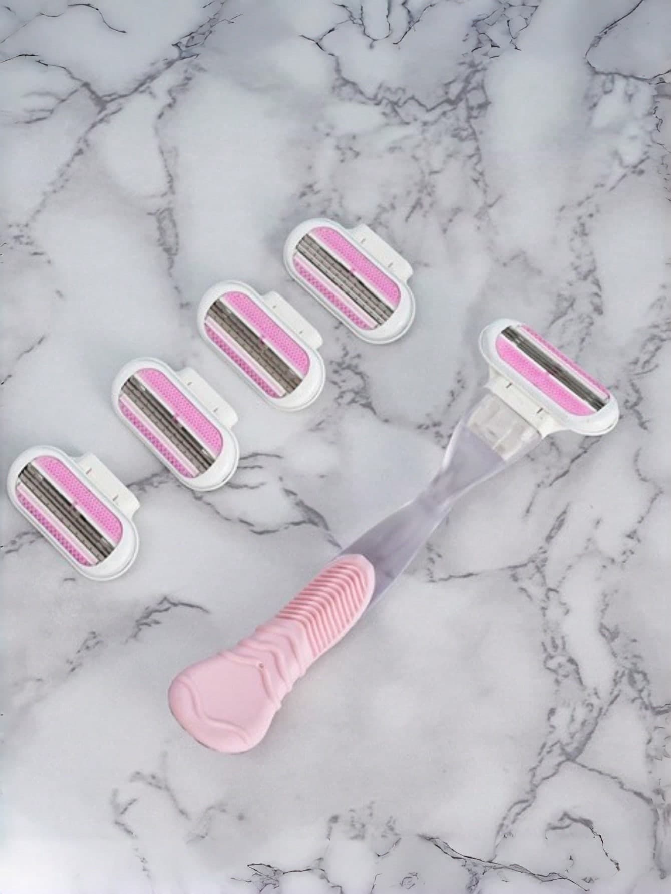 5pcs/Set (1 Handle + 4 Blades) 3-Layer Manual Hair Removal Razor, Multi-Layer Women's Facial Shaver, Home Multi-Blade Epilator