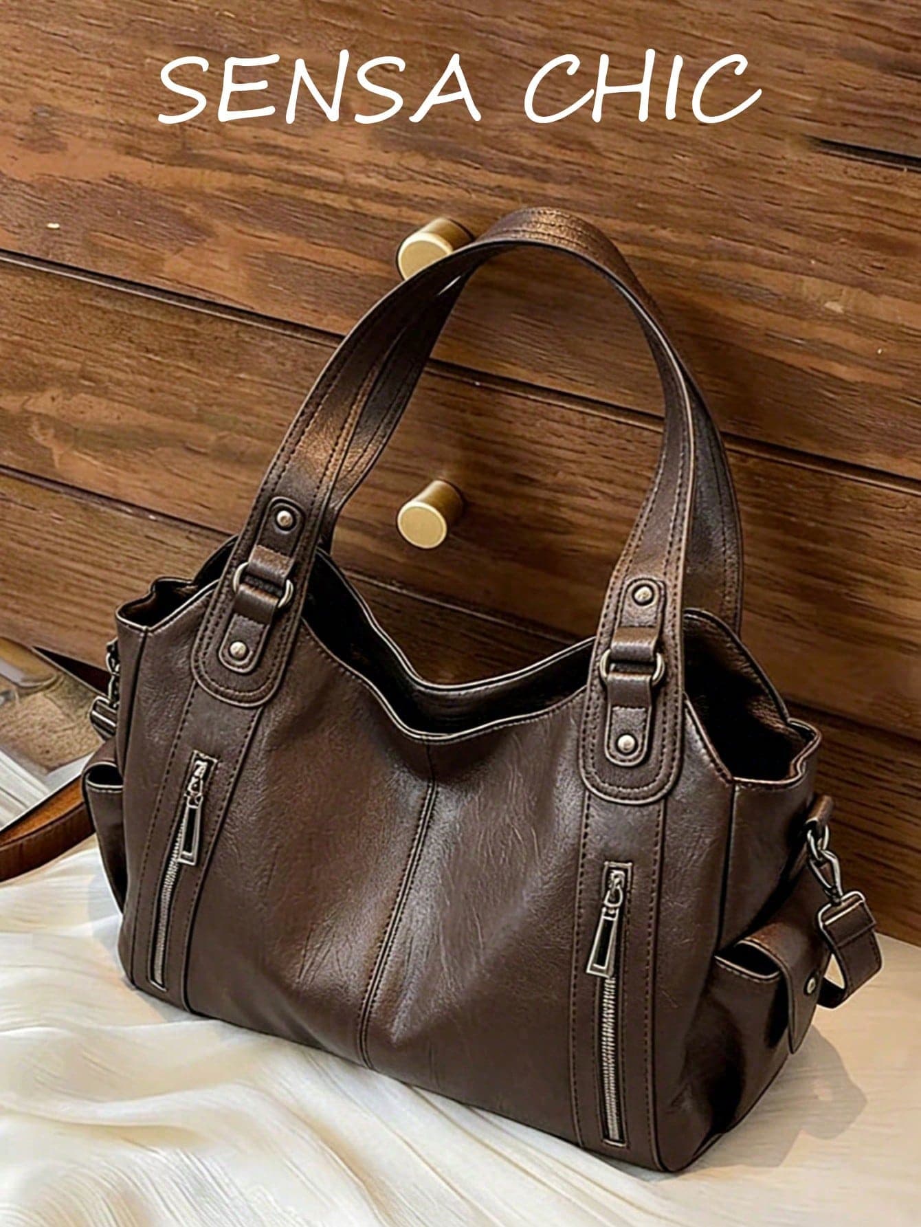 New Fashion Classic Versatile Commuter Solid Color Large Capacity Retro PU Leather Shoulder Bag, Suitable For Shopping, Travel