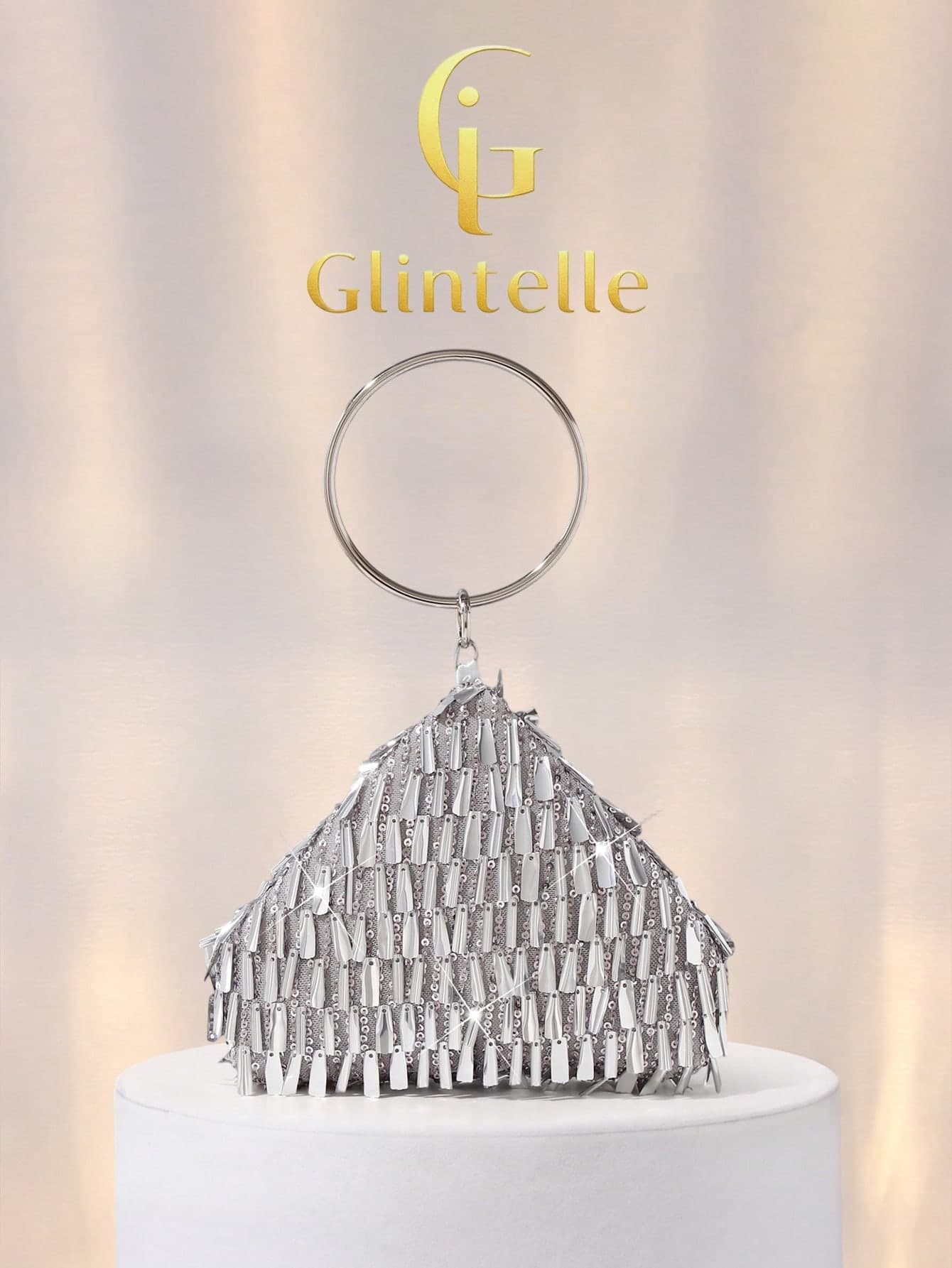 Glintelle Women's Shiny Sequin Evening Clutch Bag, Elegant, Luxurious, Exquisite, Fashionable, Glamorous, Sparkling Sequin Handbag, Designed For Women, Girls, Ladies, Brides, Perfect For Parties, Galas, Banquets, Balls, Weddings, Christmas, Women's Gifts, Valentine's Day Gifts, Sequin Dress Accessories, Decorative Occasions