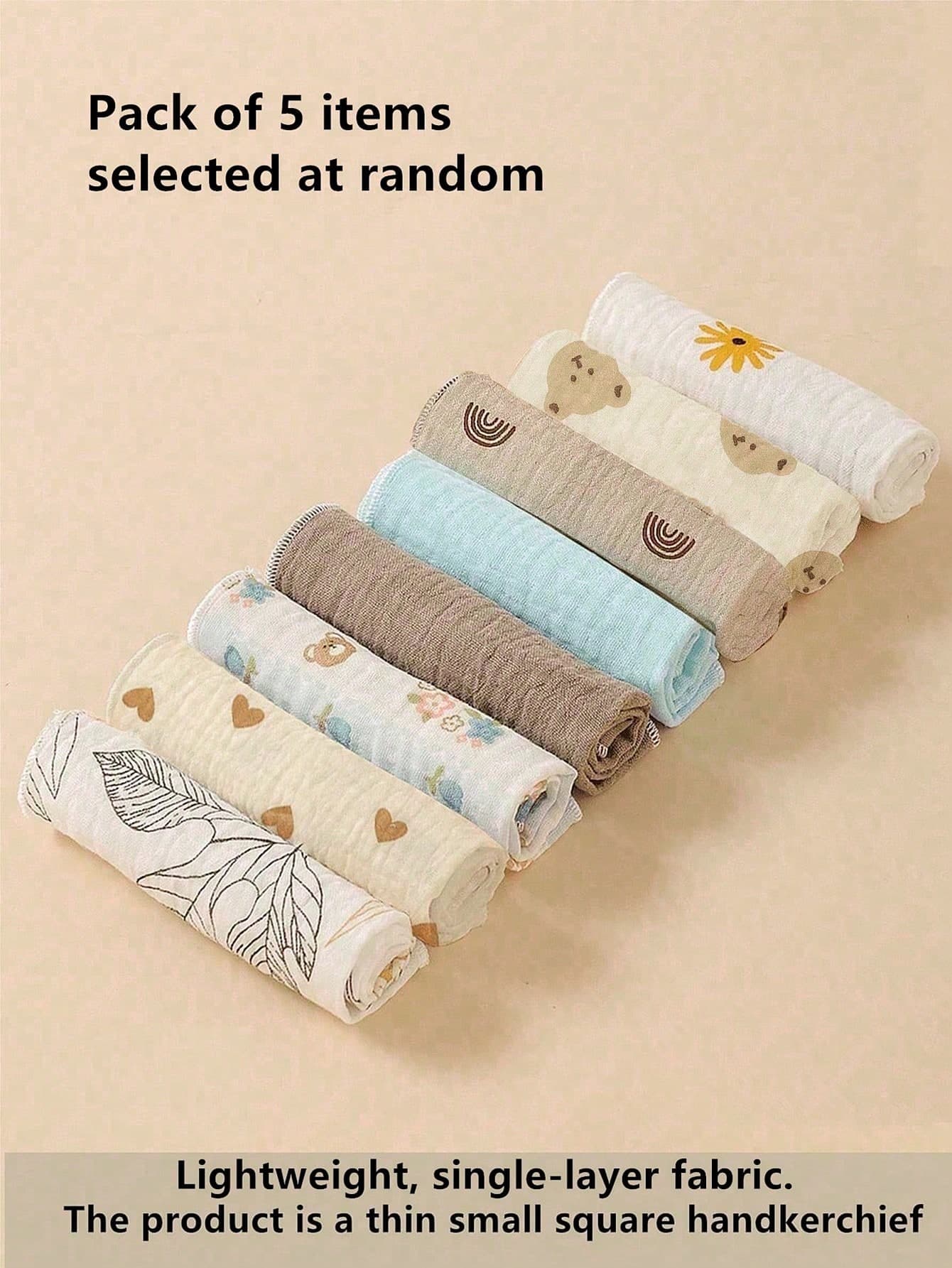 5pcs/Pack Assorted Baby Bibs/Feeding Cloths/Burp Cloths