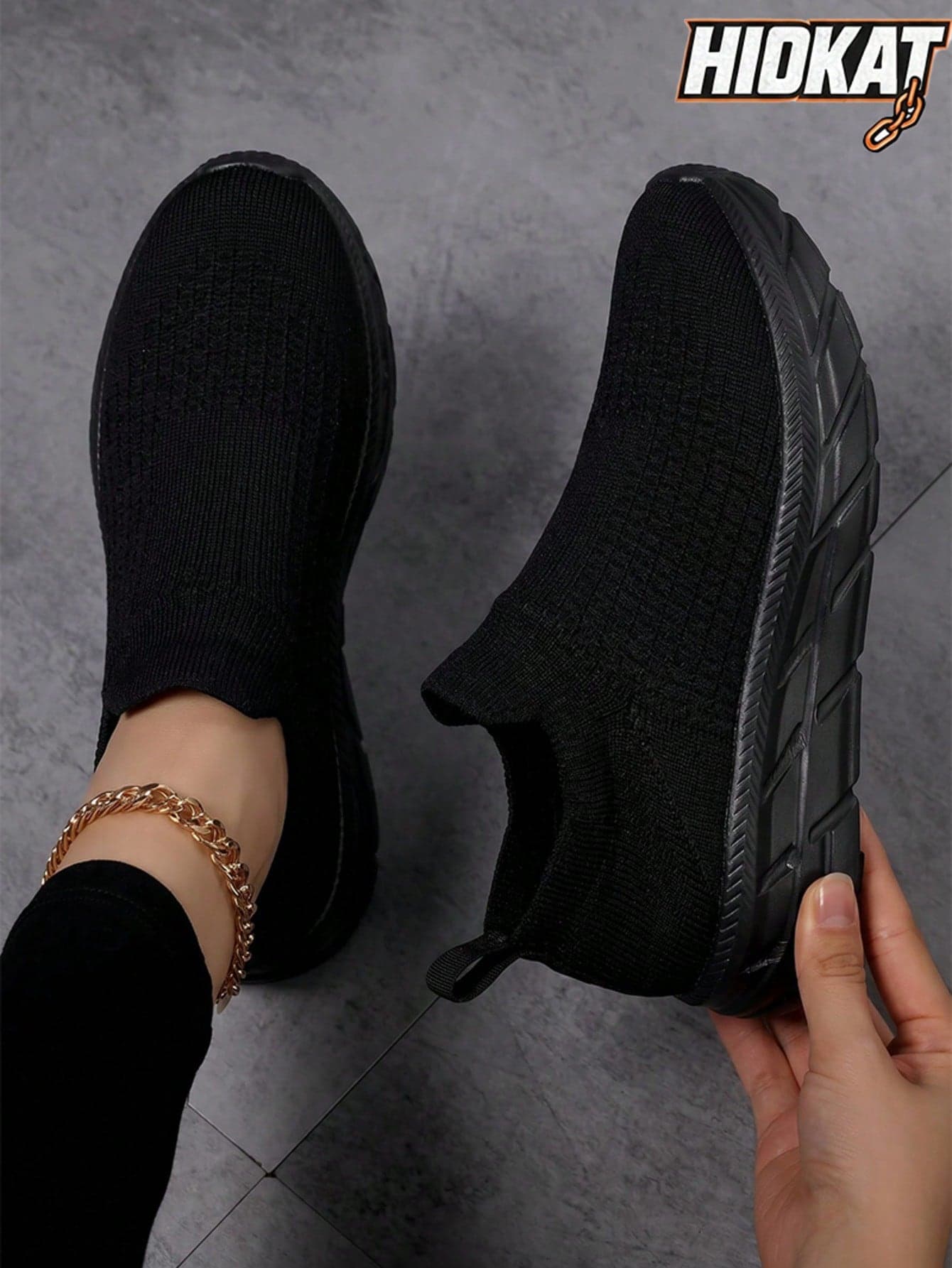 Hidkat 2026 New Unisex Black Sneakers, Lightweight Breathable Soft Cushioned Casual Shoes Suitable For Knee, Fit For Running & Workout In Spring/Autumn