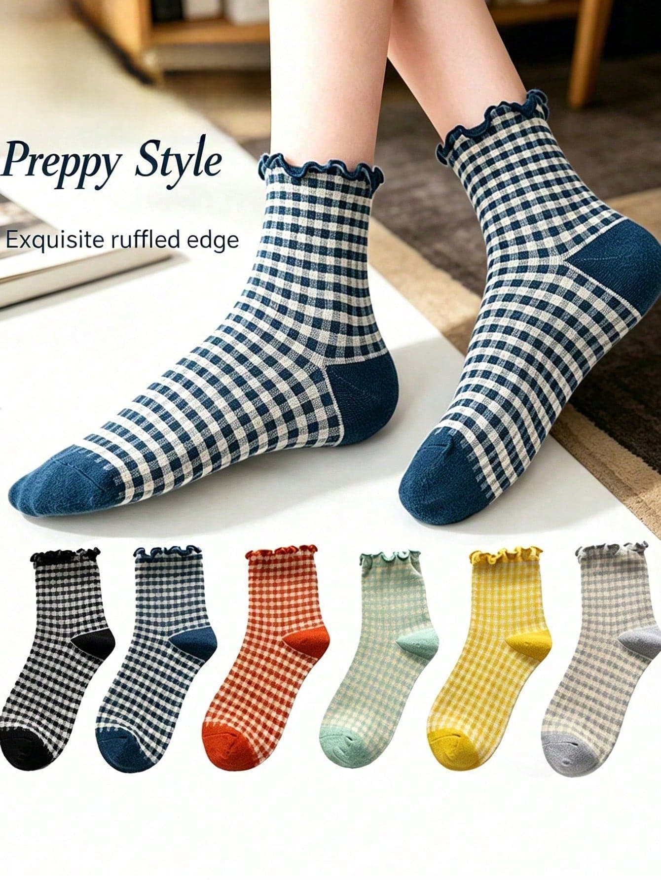 Random 1/5 Pairs Black & White Women's Crew Socks, Personalized Fun Checkerboard Jacquard Mid-Calf Socks, All-Season Versatile Couple Socks, Y2K Outdoor Ins Party Gathering Gift, Goth Back To School Tights, Soft Comfortable Breathable School, Delightful