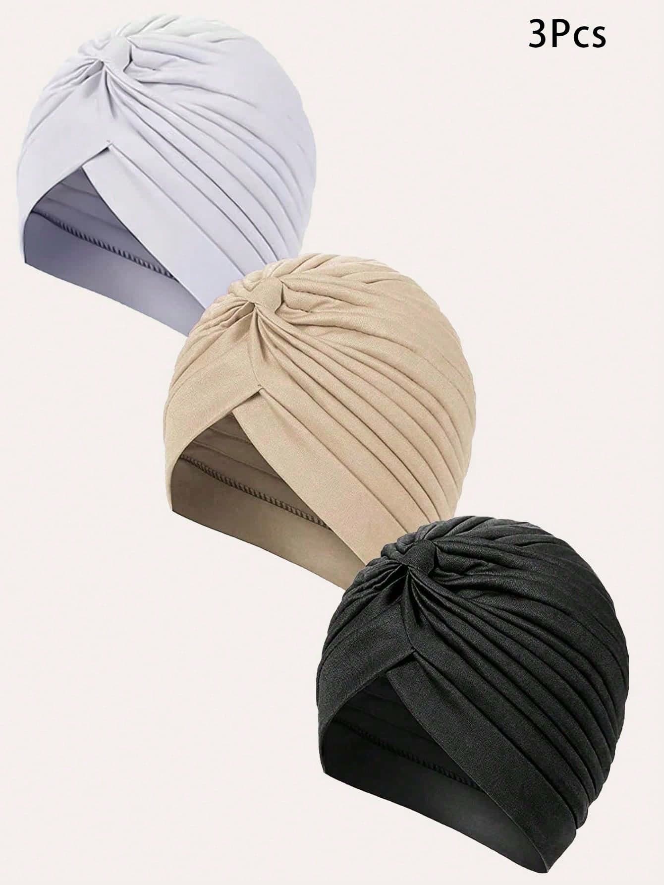 Awegeo 3pcs/Set Multicolor New Style Hat Set Bonnet Hair Bonnet Turban Sleep Bonnet,Summer,Beach,Holiday,Travel