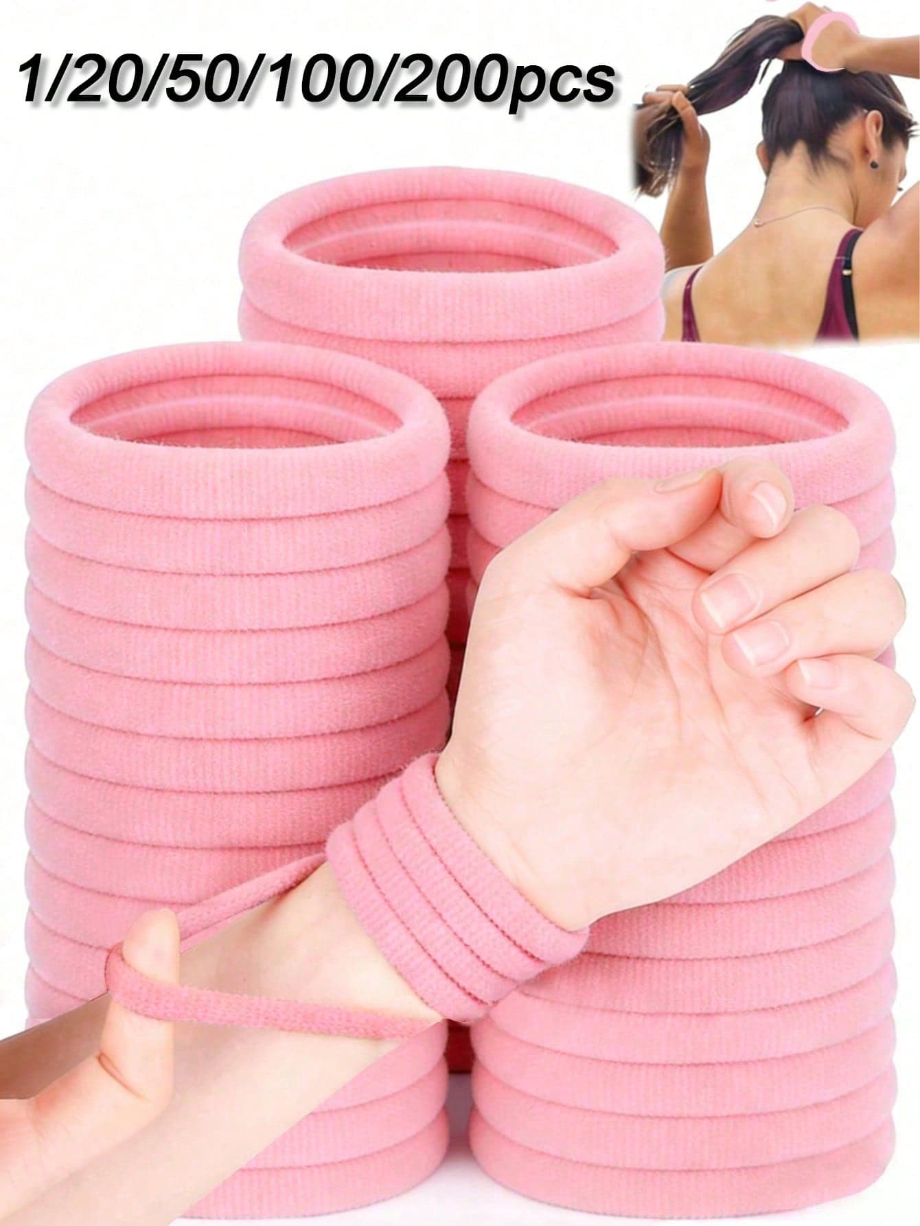 200/100/50/20/1pc Fashionable Minimalist High Elasticity Thick Hair Scrunchies, Suitable For Daily Use, Can Be Used As Hairbands, Ponytail Hair Ties, Headbands And Sports Hairbands, Suitable For Women And Girls, Can Fix Long Hair