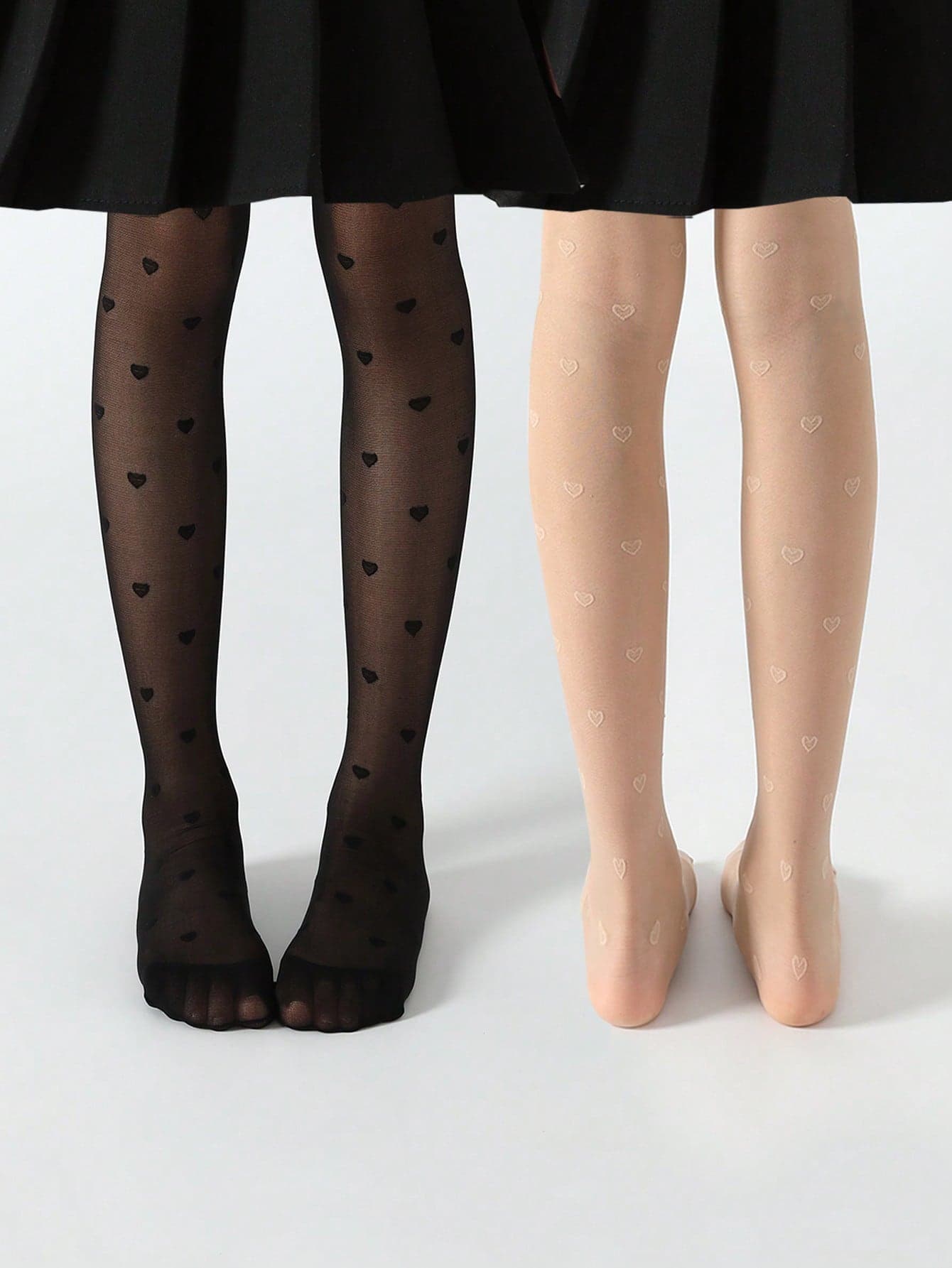 2/1pcs Girls' Leggings, Baby Leggings, Children's Tight Pants, Thin Heart Jacquard Footed Tights, Mesh Leggings, Black, Nude, Apricot, Beige, Khaki, Solid Color, Cute Academic Style, Children's Dance Pants, Soft And Comfortable Spring/Summer Style, Suitable For Daily Wear All Seasons, Party Outfits, Can Be Paired With Skirts And Shorts, Can Be Used As Dance Socks, Suitable For Students, Girls, Back To School Season