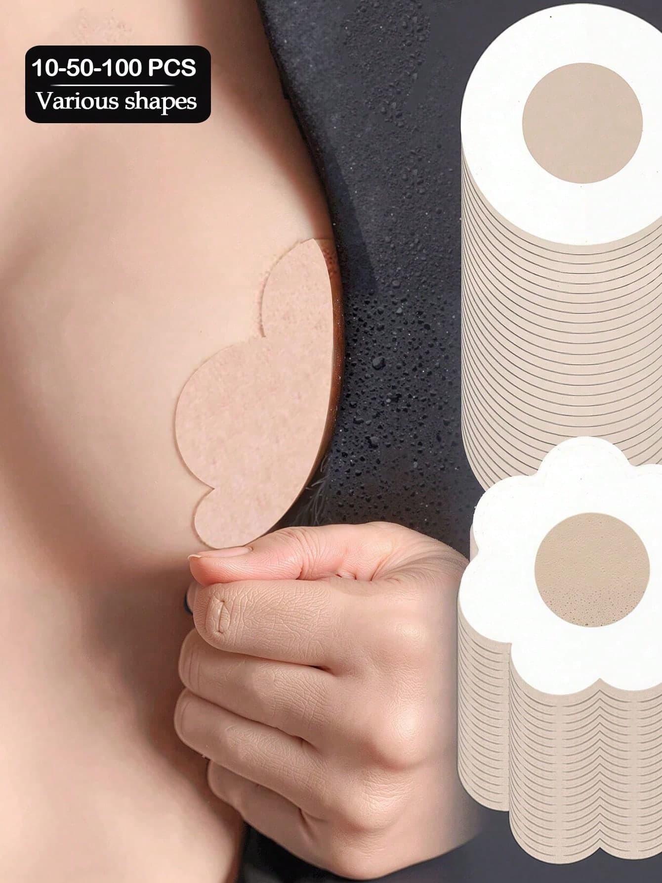 10/50/100pcs Disposable Invisible Nipple Covers, Standard Size 6cm, Seamless Breast Petals For Party Dresses, Unisex Sports Nipple Pasties