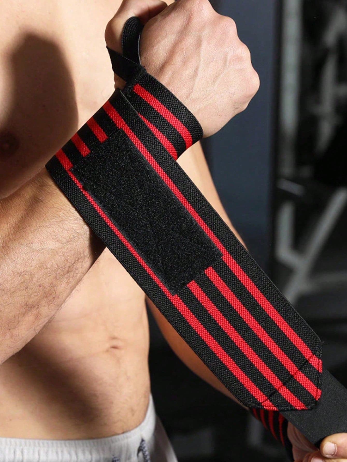 1pc Striped Nylon Sports Wristband, High Elasticity Adjustable, Prevent Sprain