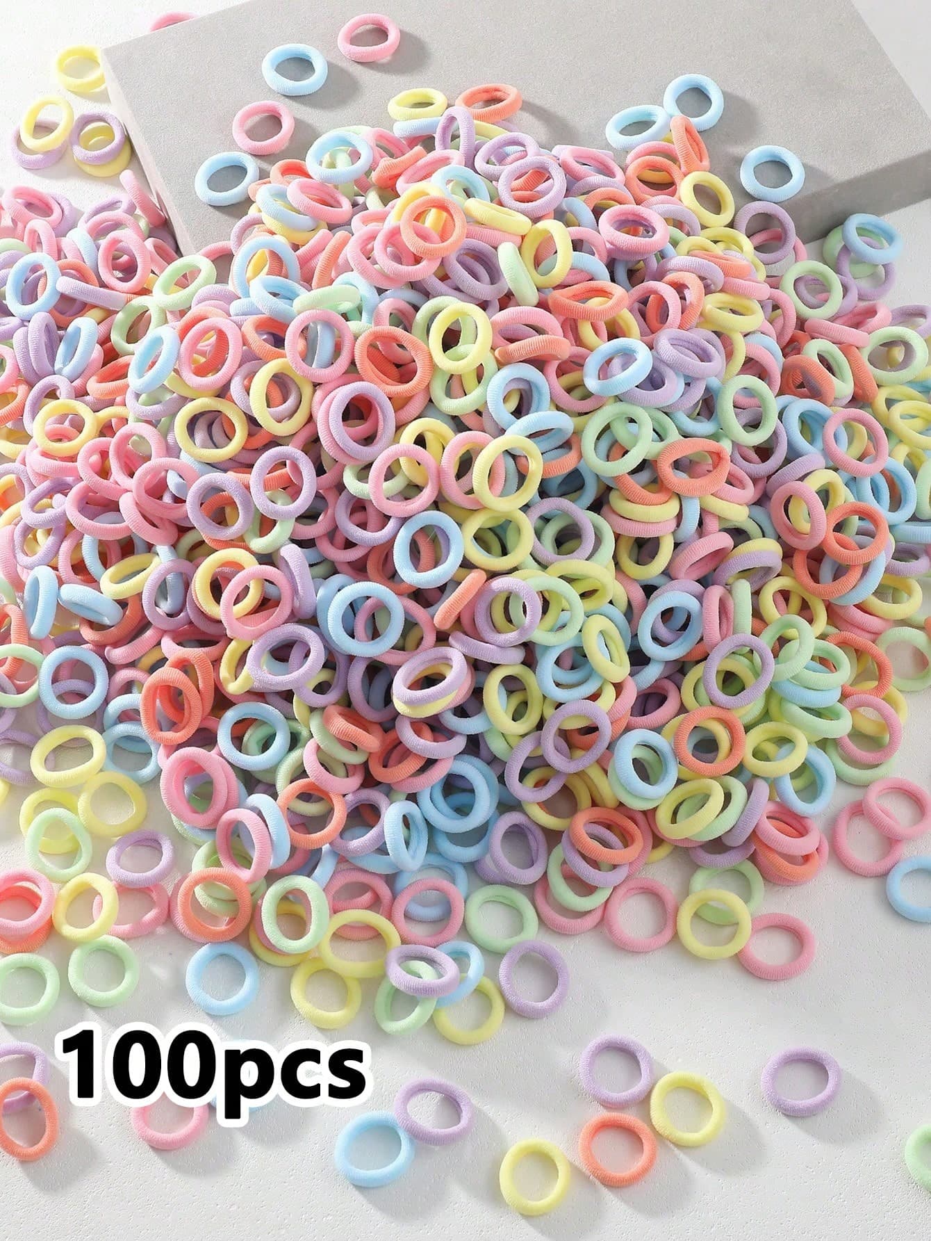 100Pcs Girls Simple Colorful 0.8 Inch Diameter Finger Size Hair Ties, Cute Non-Damaging Hair Bands Ponytail Holders Hair Accessories Suitable For Daily Use
