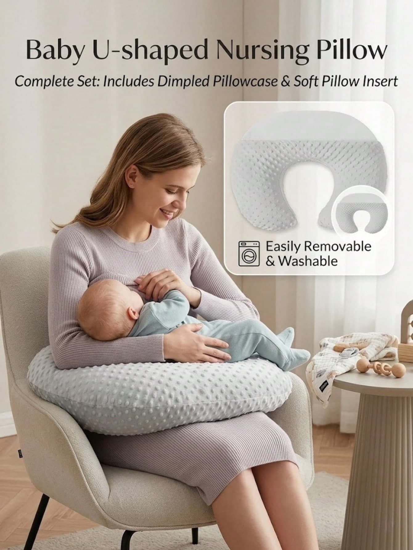 Large Baby Nursing Pillow – Multifunctional Maternity Breastfeeding Pillow, Anti-Spit-Up Cushion, Soft Baby Lounger & Mom's Nursing Essential
