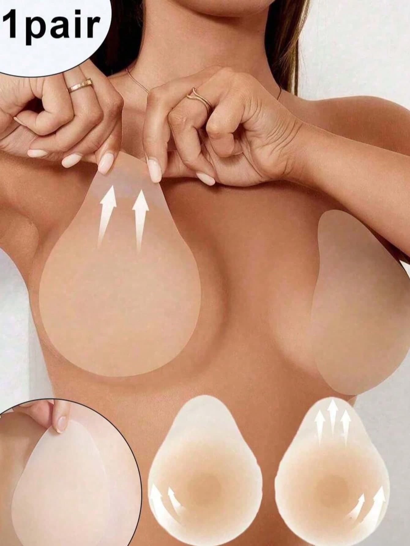 2pcs/Pack Teardrop-Shaped Silicone Breast Pads, Self-Adhesive Breast Enhancer Pads, Suitable For T-Shirts, Dresses, Swimsuits And Daily Wear, Comfortable & Confident