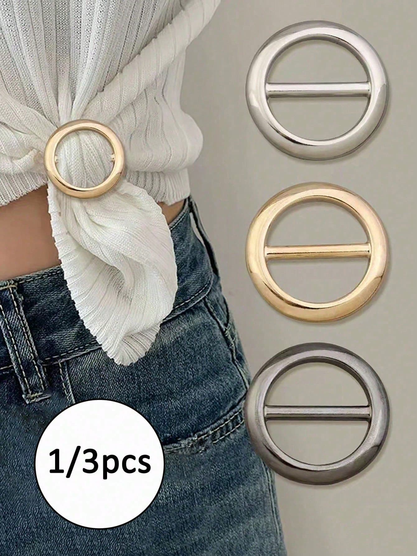 3pcs/1pc Multifunctional Metal Scarf Clip & Accessory Clip - Elegant Fashion Accessory, Round Waist Scarf & Clothing Buckle, Versatile Round Hem Knot Clip For T-Shirts, Shirts, Trench Coats, Suitable For Scarves, T-Shirts And Belts, Perfect For Any Occasion, Clothing Accessory