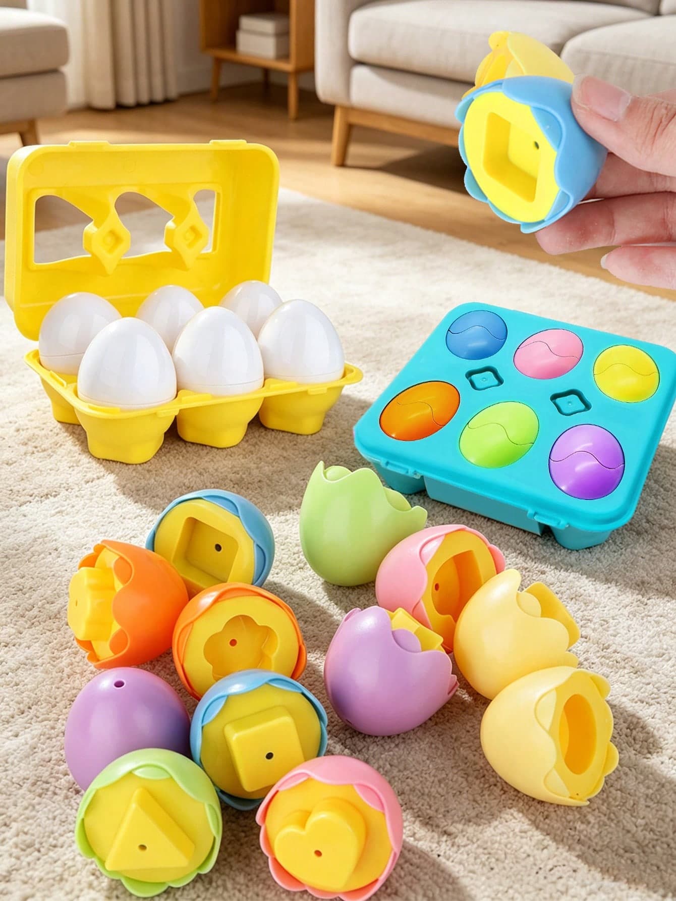 Shape & Color Matching Egg Puzzle Educational Game For Early Learning, Logic Thinking Training, Parent-Child Interaction, Suitable For Boys And Girls, Some Random Accessories Included