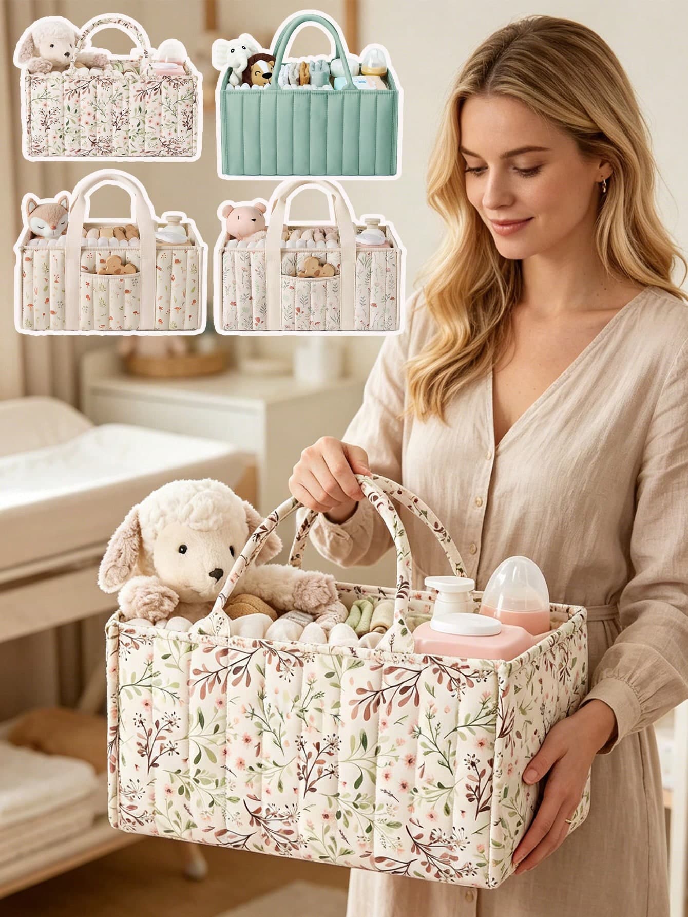 1pc Baby Diaper Storage Basket, Maternity Diaper Bag, Mommy Handbag, Newborn Diaper Bag, Baby Diaper Storage Bag, Diaper Changing Station Storage Basket, Portable Mommy Storage Basket, Multi-Compartment, Large Capacity