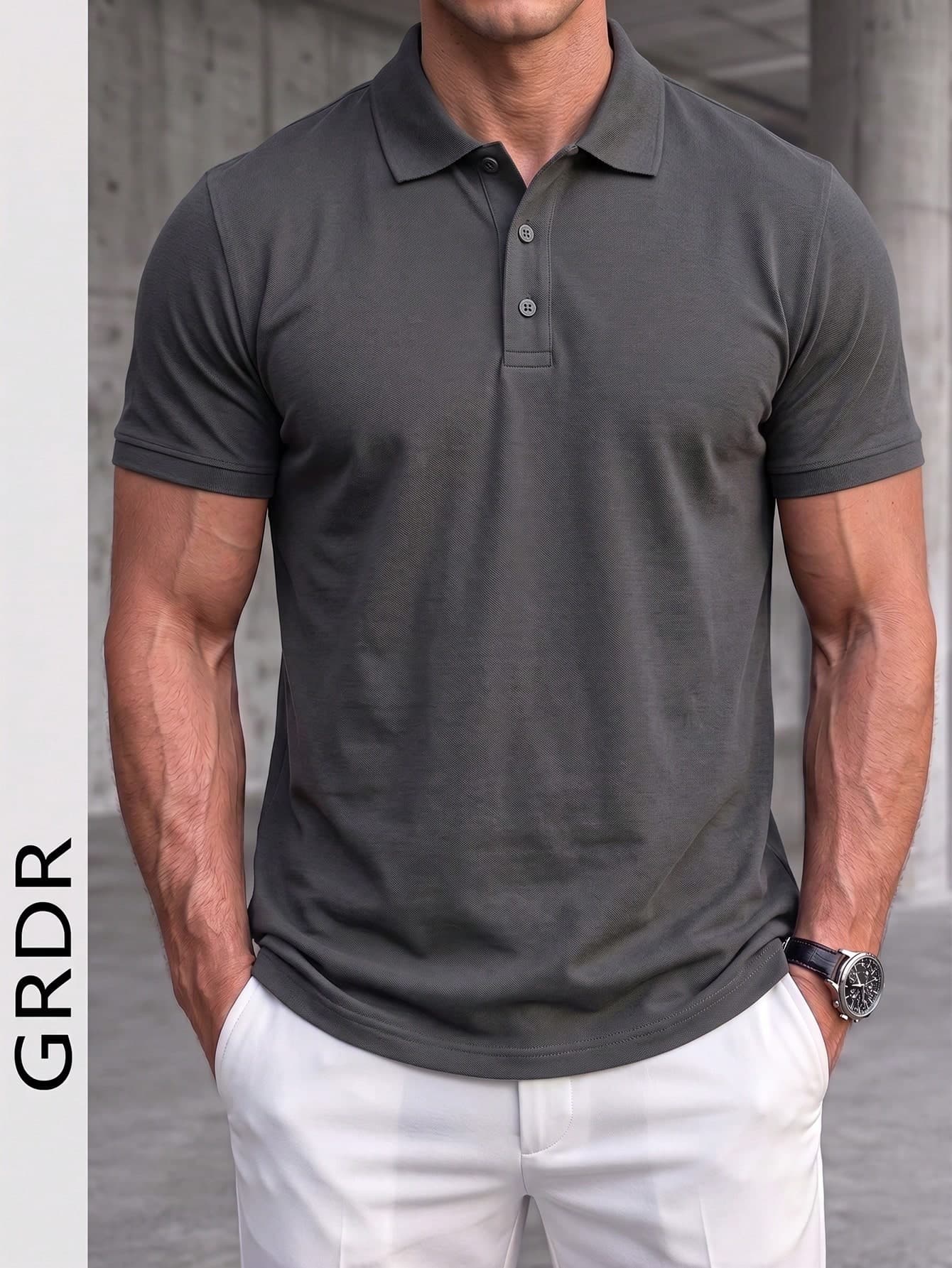 GRDR 1pc Men's Business POLO Shirt - Workwear Outfit