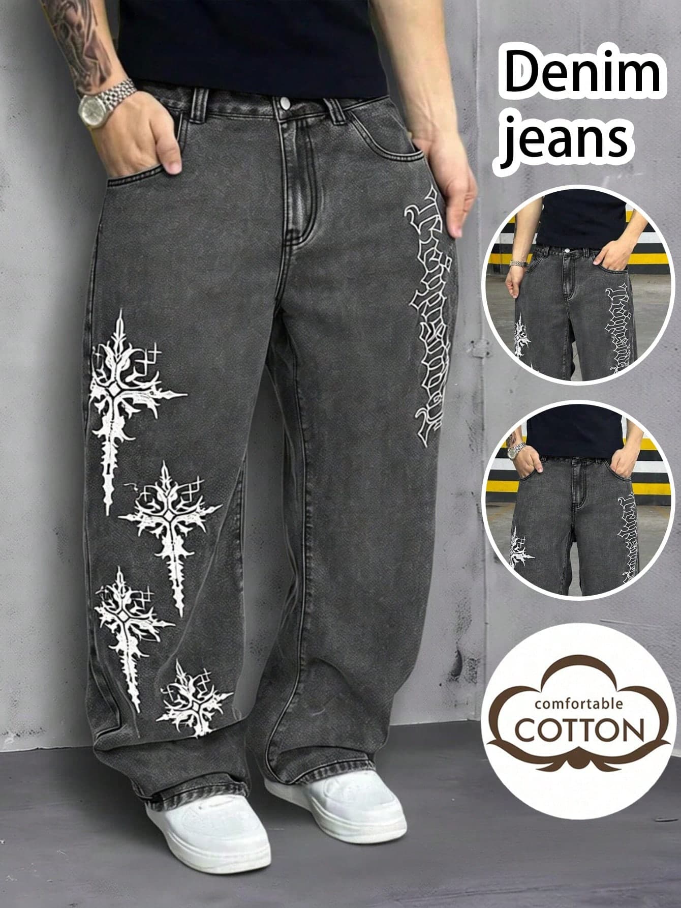 Teenage Boys' Y2K Retro Loose Fit Casual Jeans, Versatile Street Style Denim Pants For All Seasons