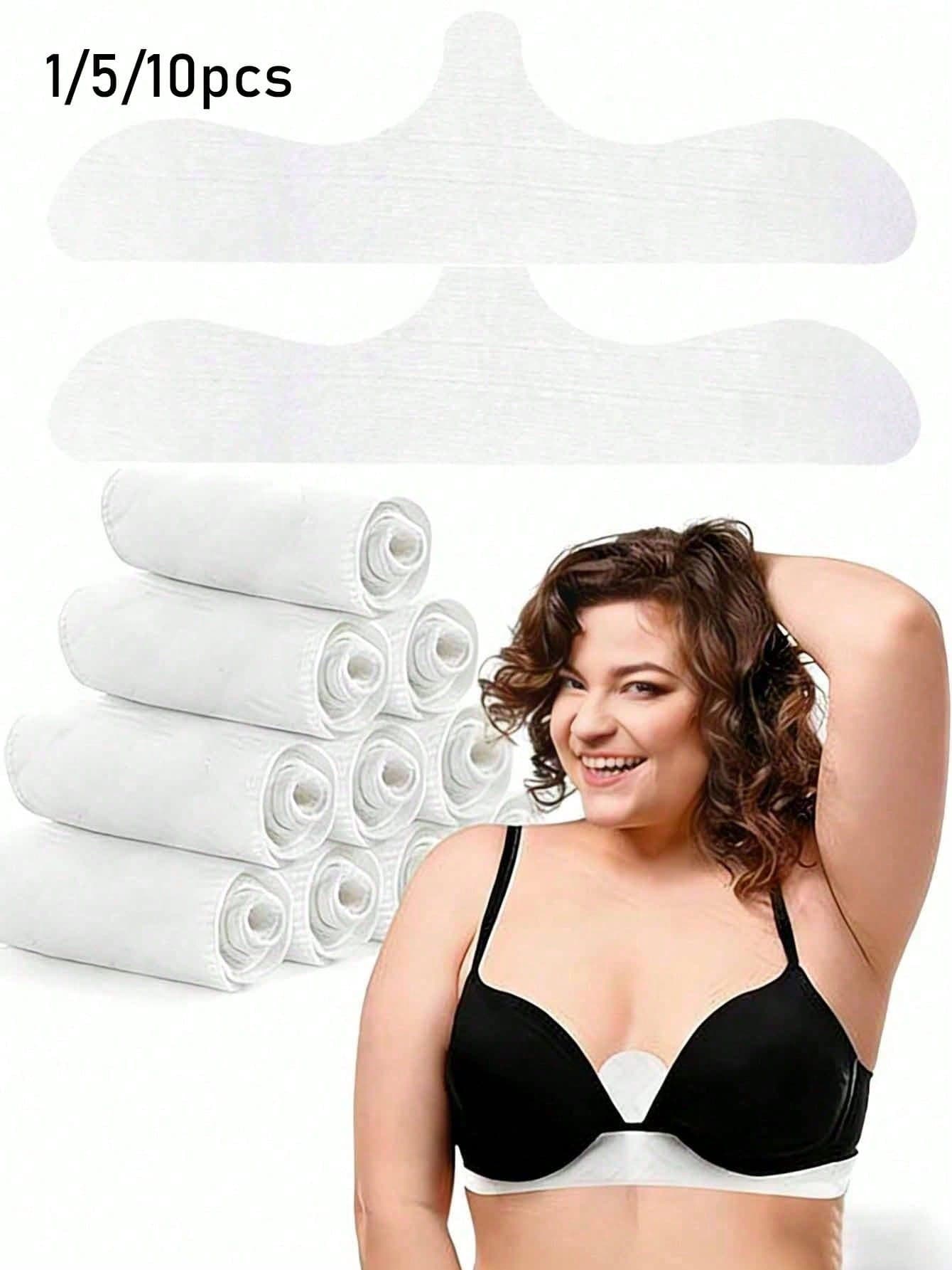 1/5/10pcs Women's Sweat-Absorbing Breast Pads, 3-Layer Washable Breast Pad Liners, Absorbs Sweat Under Breasts, Anti-Slip Ergonomic Design, Suitable For Yoga, Sports And Hot Weather