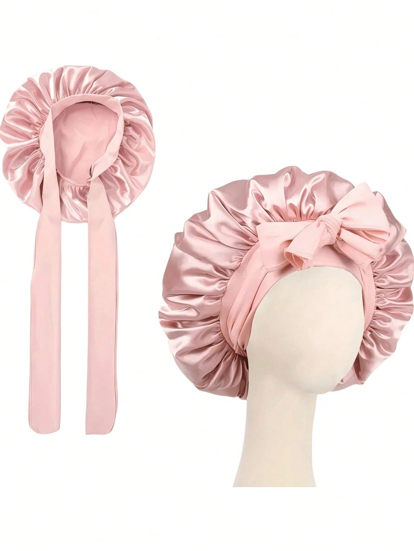 1pc Luxury Satin Sleep Cap With Adjustable Bow Tie - Lightweight Hair Care Cap For Curly/Braided/Natural Hair, Available In Multiple Colors, Essential For Nighttime Hair Care, Soft And Close Fit For Hair, Beauty Travel Essentials