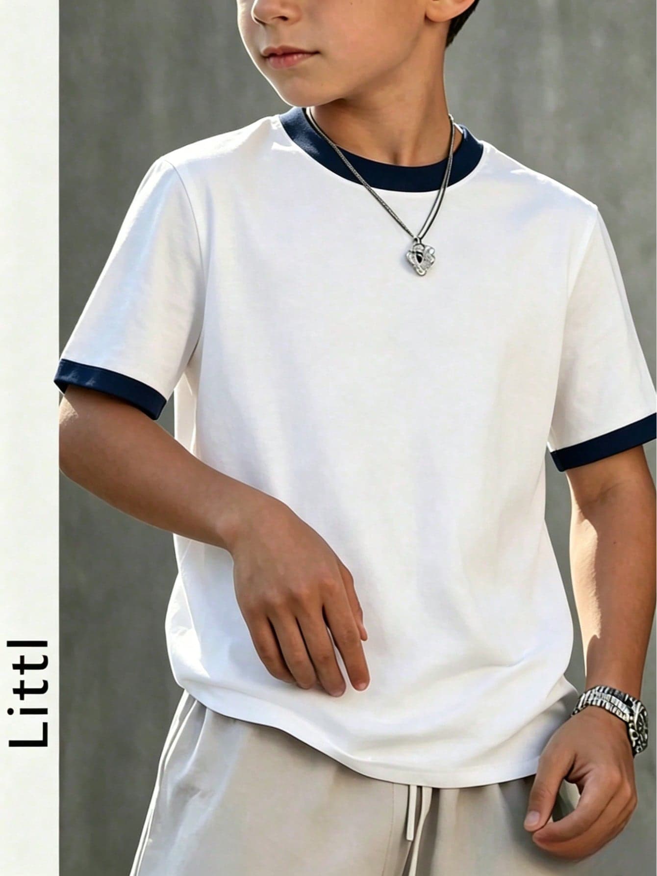 Boys' Casual Loose Fit Color Block Short Sleeve T-Shirt, Comfortable For School And Play