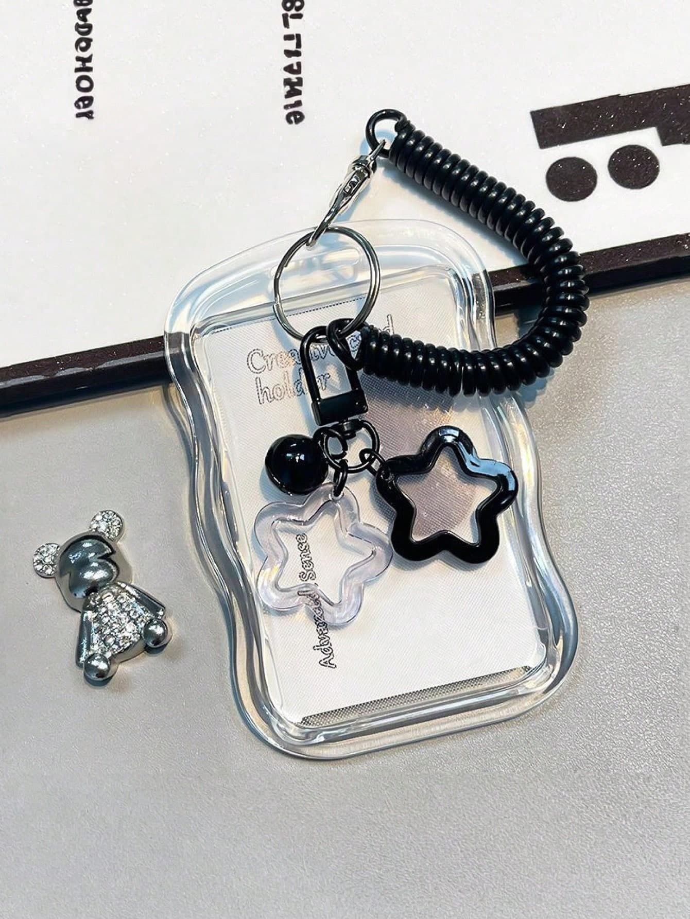 Retractable Heart-Shaped Card Holder Keychain, Durable Transparent ID Card Holder Set With Detachable Erasable Sliding Cover, Key Ring And Detachable Lanyard/Pendant - Heavy Duty Transparent Card Sleeve With ID Window And Card Slot, Suitable For School, Office, Events