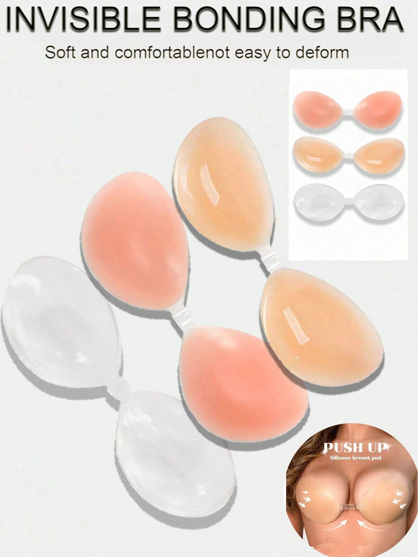 1pc Women's Silicone Adhesive Bra, Invisible Shoulder Strap Lift Design, Self-Adhesive Strapless Invisible Style, Suitable For Wedding Dress/Evening Gown, Off-Shoulder, Backless, Spaghetti Strap, Bodycon Dress, Sheer Top, Spaghetti Strap Set, Bridal Party, Travel, Party, Cocktail Dress, Wedding/Formal Dinner