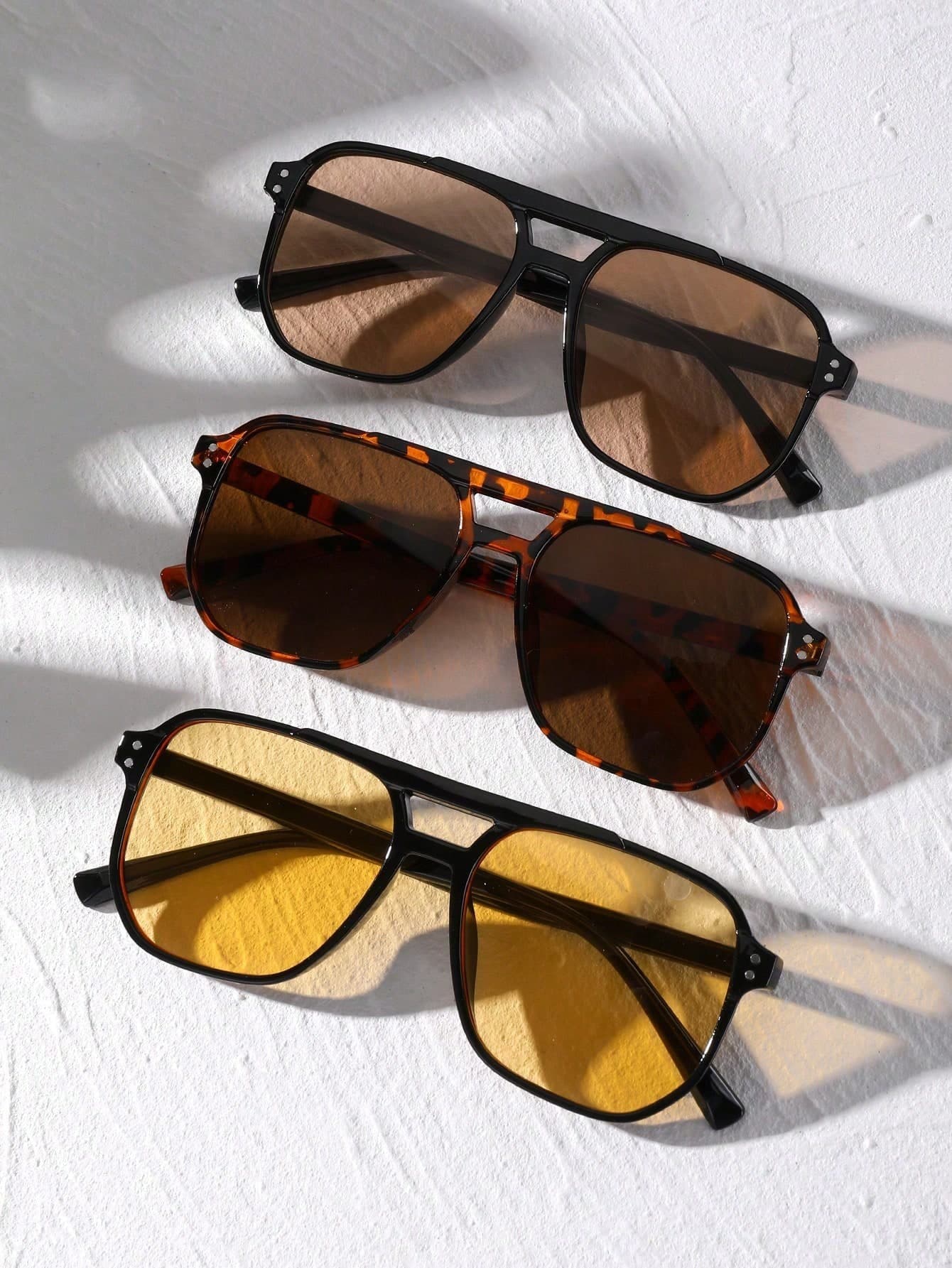 1/3 Pairs Fashionable Double-Stripe Aviator Style Driving Glasses, Unisex. Minimalist Style. Suitable For Women's Autumn/Winter Outfit Matching. Casual Business Gift. Summer Beach Vacation Wear.