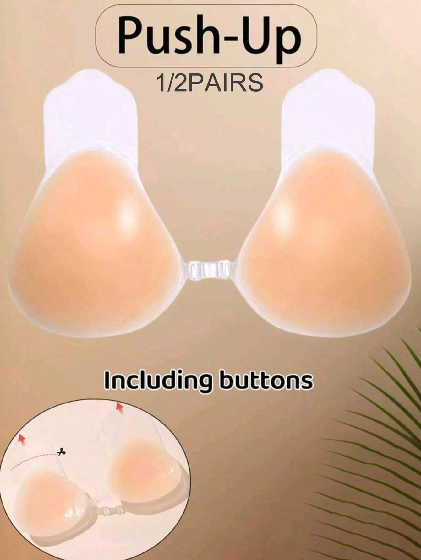 1/2 Pairs Silicone Invisible Strapless Bra, Reusable Lift-Up Silicone Nipple Covers, Invisible Front Closure Self-Adhesive Gather Nipple Covers