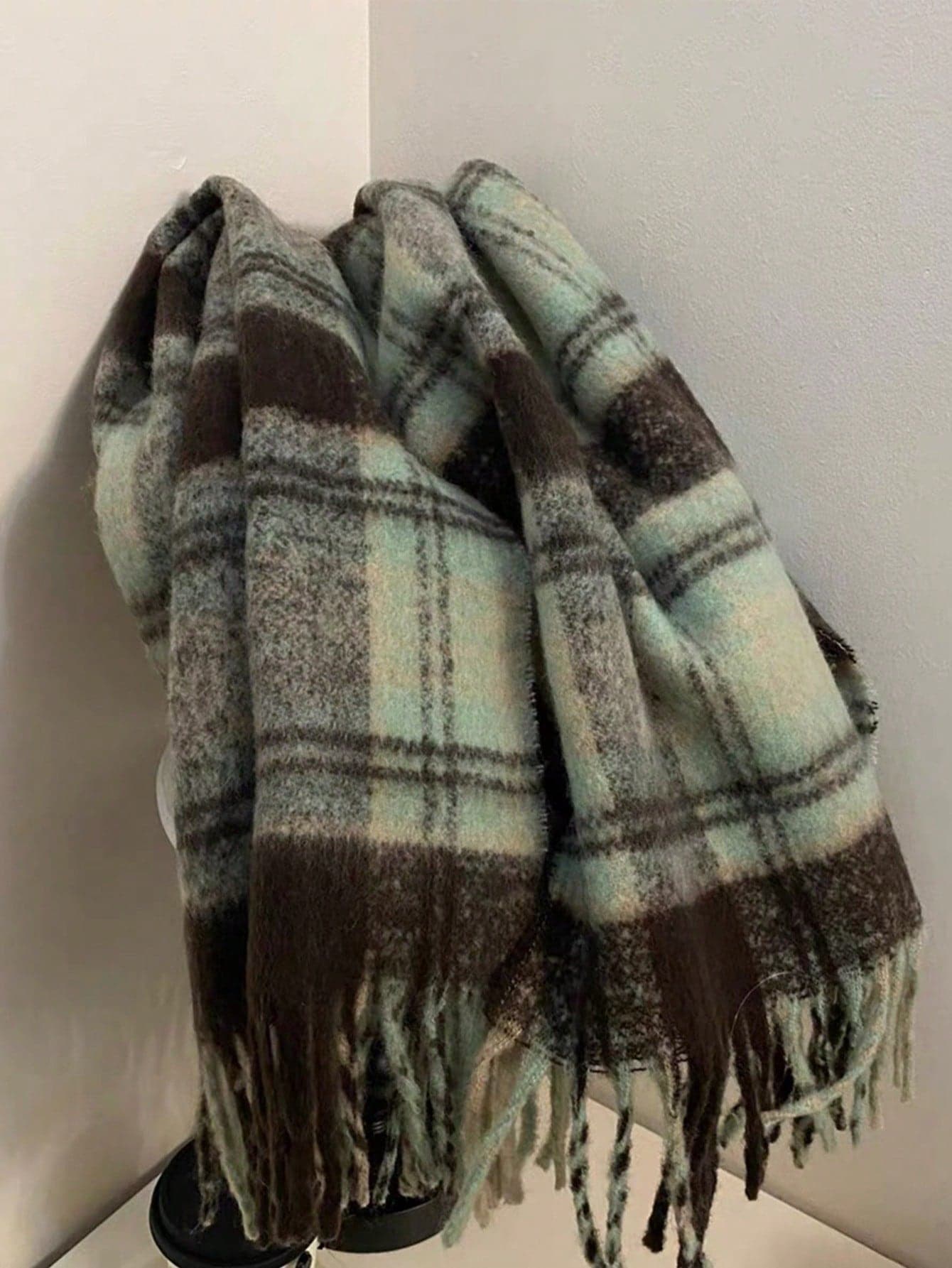 Women's Winter Versatile New Plaid Double-Sided Cashmere Feel Scarf Warm Neck Warmer Shawl Autumn/Winter Double-Sided Color Block Heart Plaid Scarf Soft Large Shawl Warm Neck Warmer