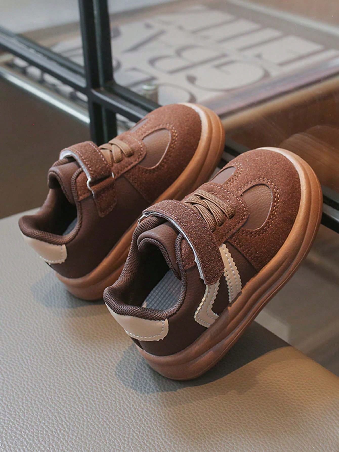 1 Pair Kids Hook And Loop Casual Skate Shoes, Boys Girls Soft Sole Non-Slip Sports Shoes, Baby Versatile Walking Shoes