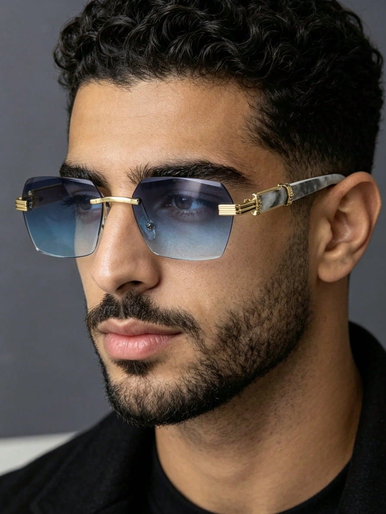 1pc Frameless Rectangular Men's Fashion Glasses Vintage Glasses Suitable For Outdoor Vacation Use