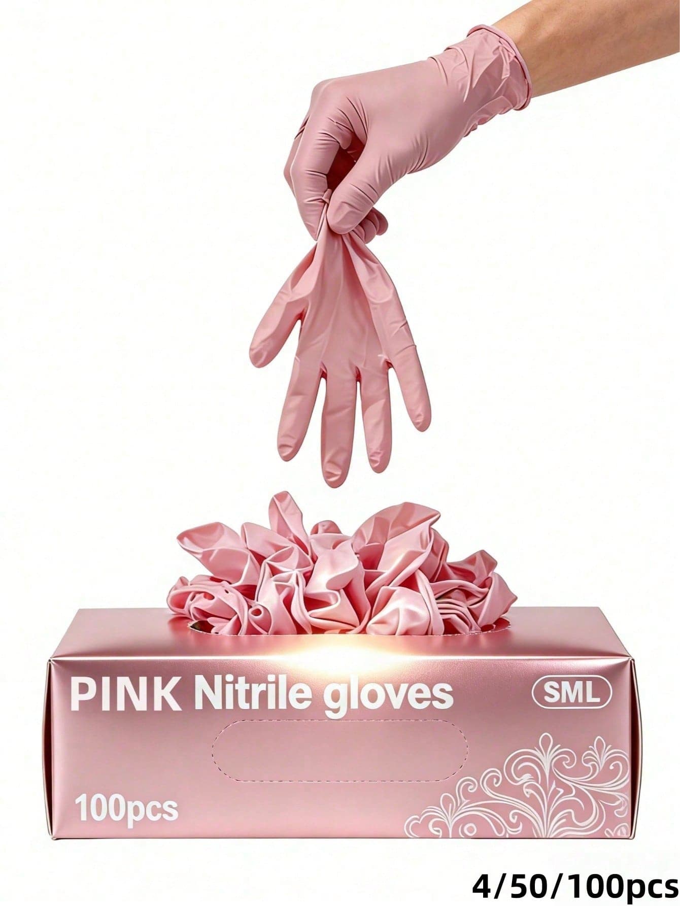100pcs Pink Nitrile Disposable Gloves - Thickened, Durable, Comfortable Fit, Suitable For Kitchen Cleaning, Dishwashing, Beauty Care, Pet Bathing, Etc. - Waterproof 4/50/100pcs